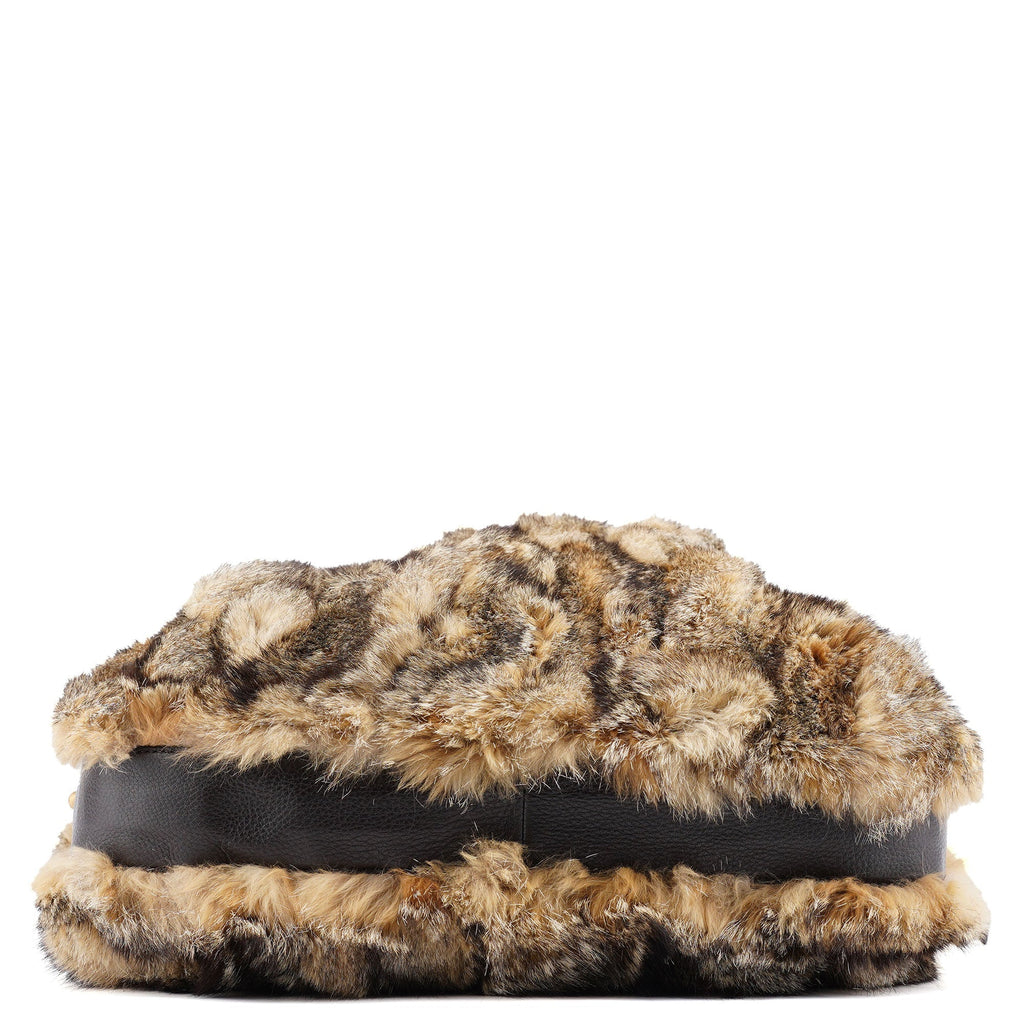 Fox Fur Horsebit Hobo Shoulder Bag