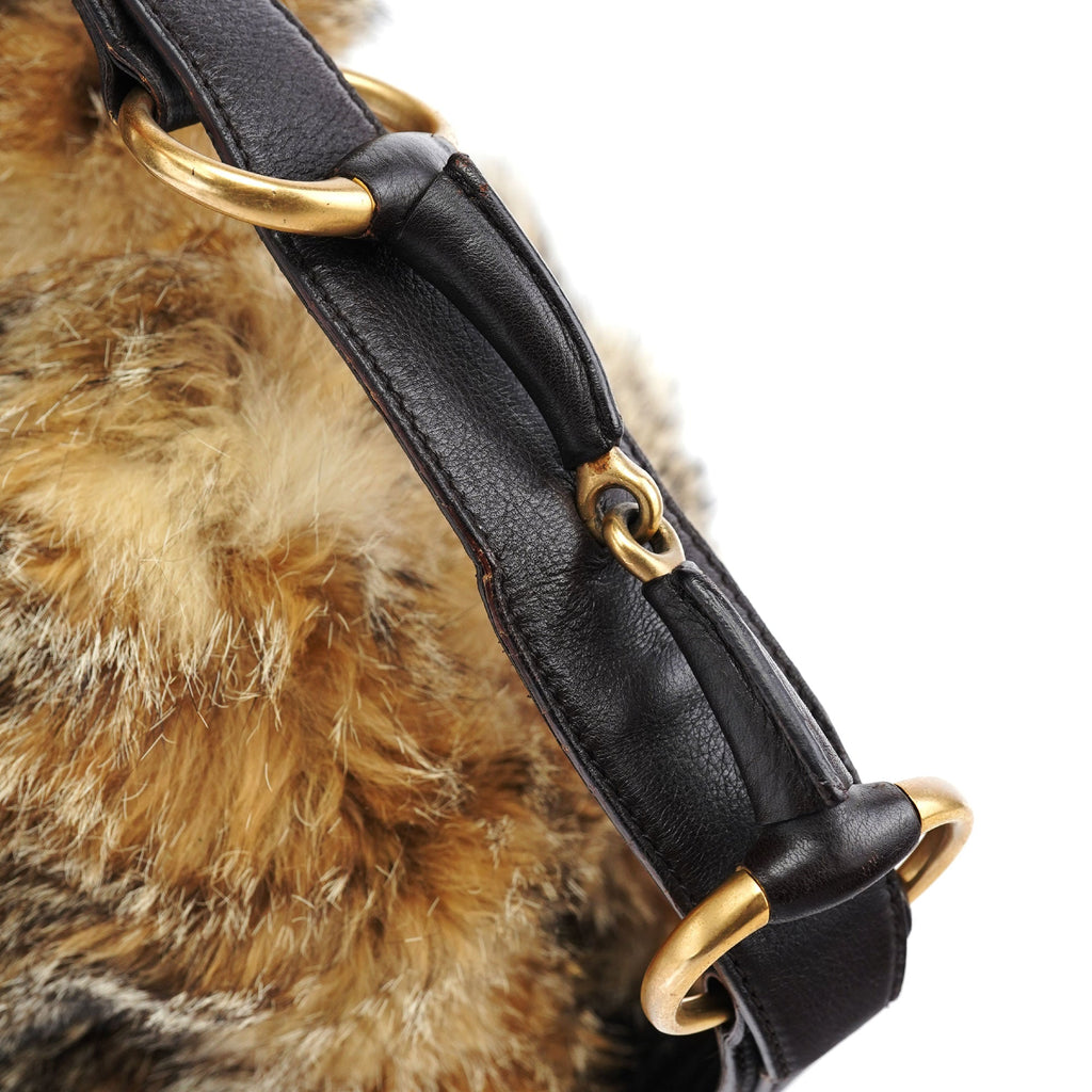Fox Fur Horsebit Hobo Shoulder Bag