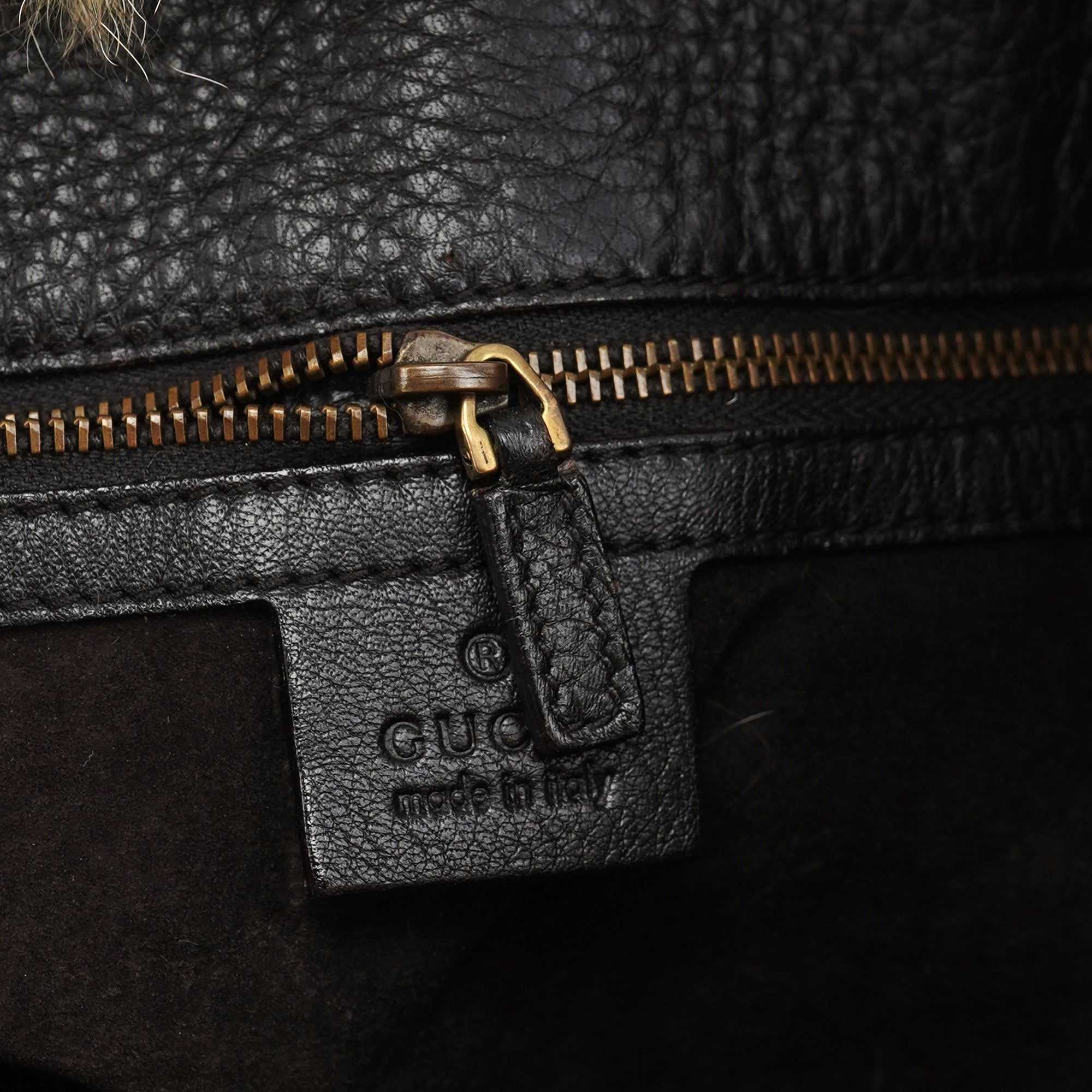 Fox Fur Horsebit Hobo Shoulder Bag