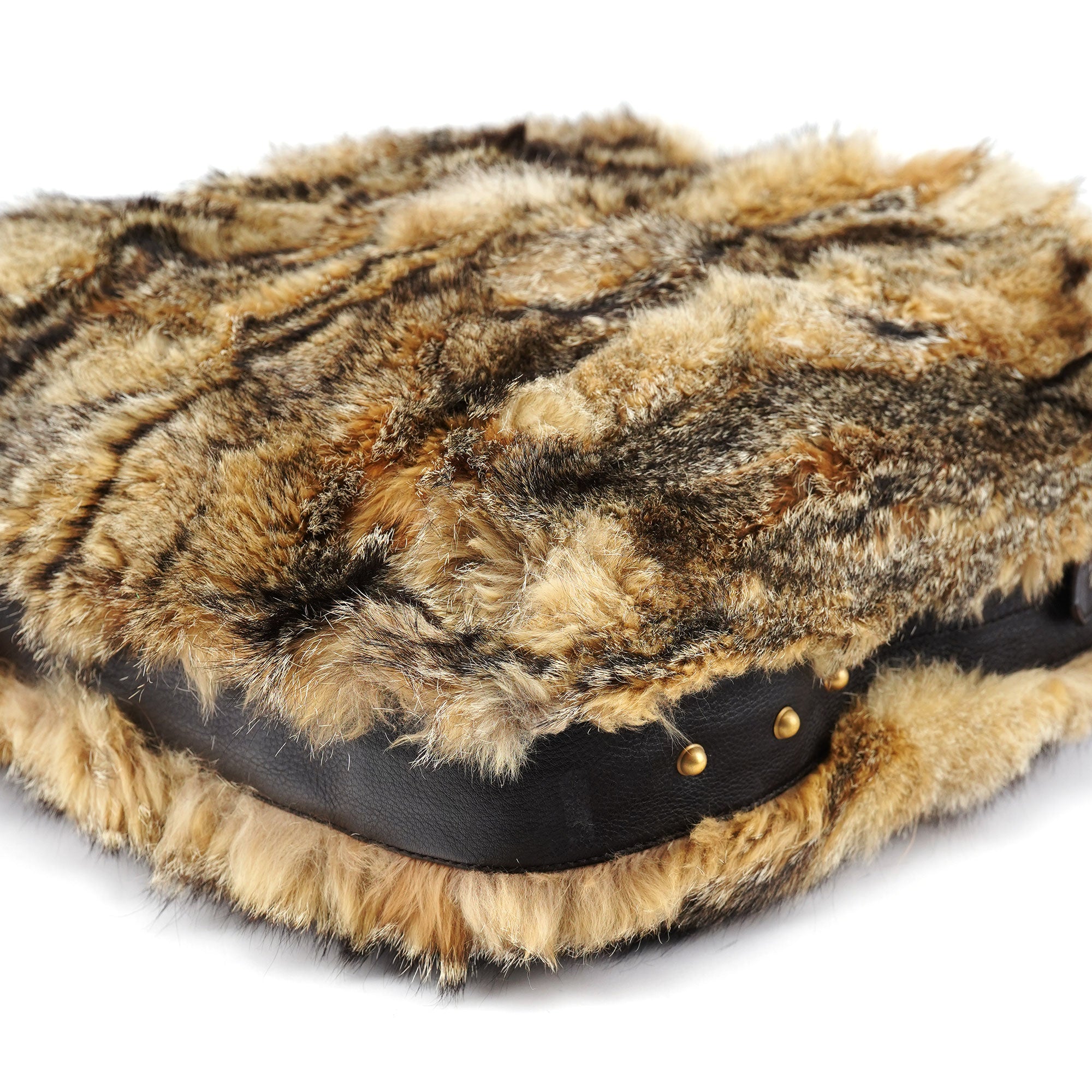 Fox Fur Horsebit Hobo Shoulder Bag
