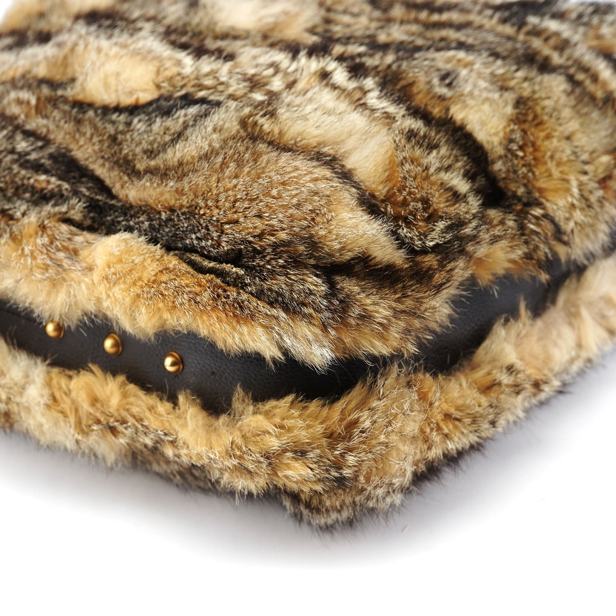 Fox Fur Horsebit Hobo Shoulder Bag