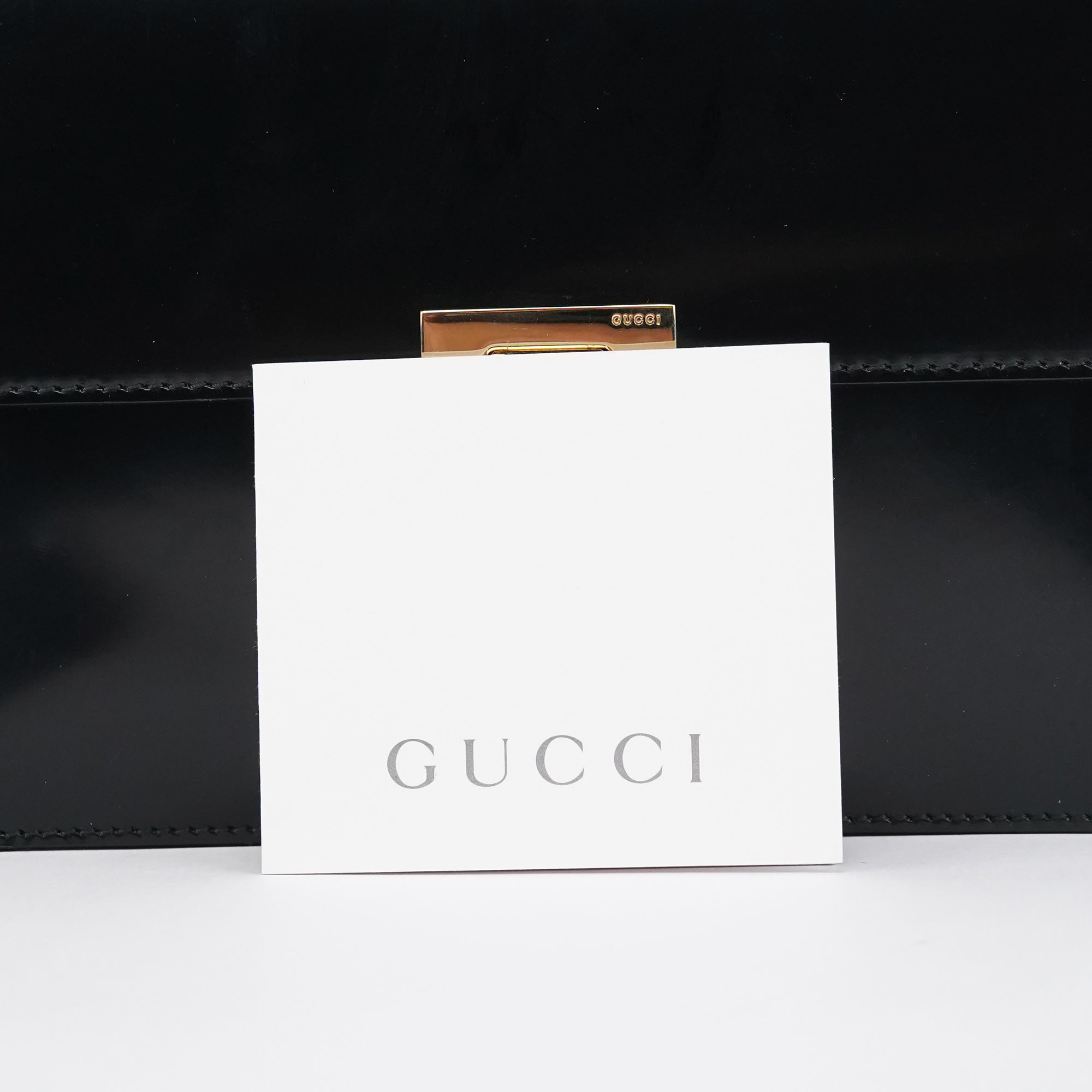 Gloss Black Leather Flap Shoulder Bag