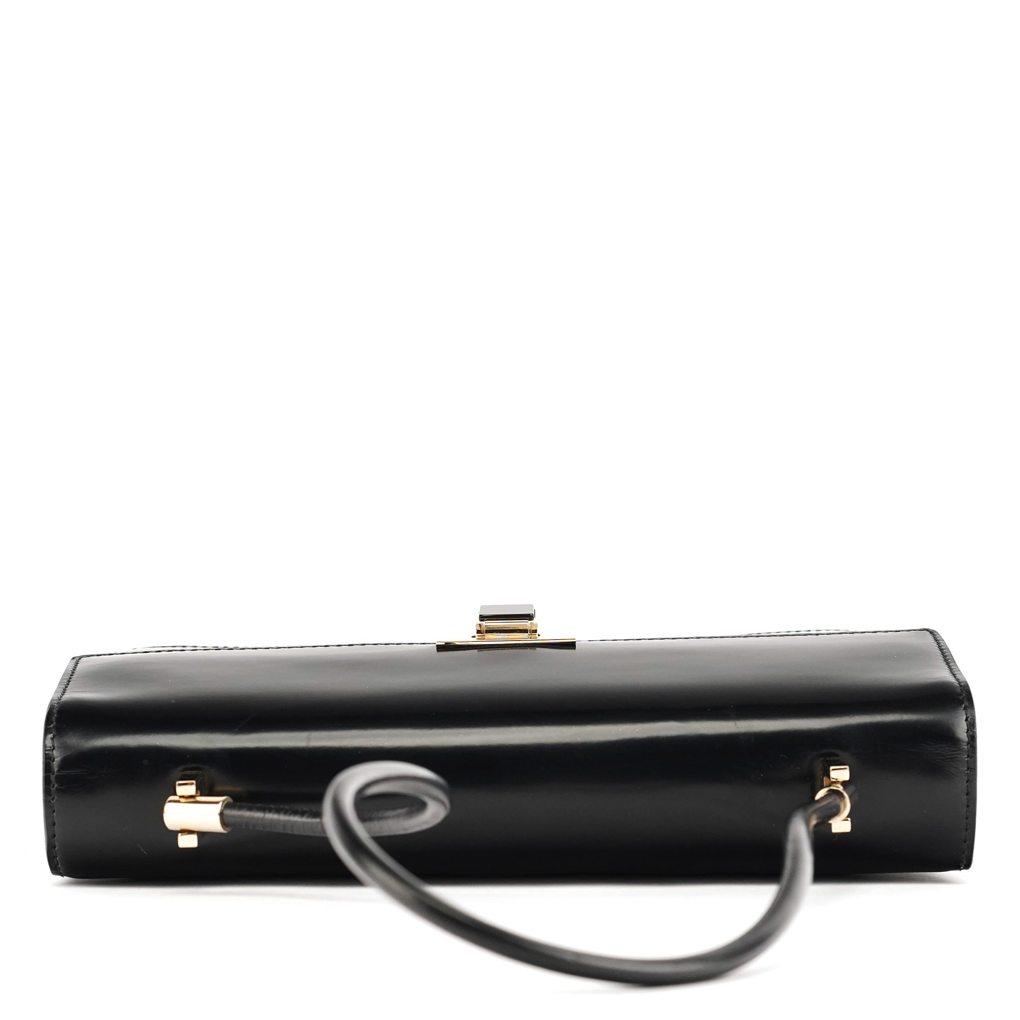 Gloss Black Leather Flap Shoulder Bag
