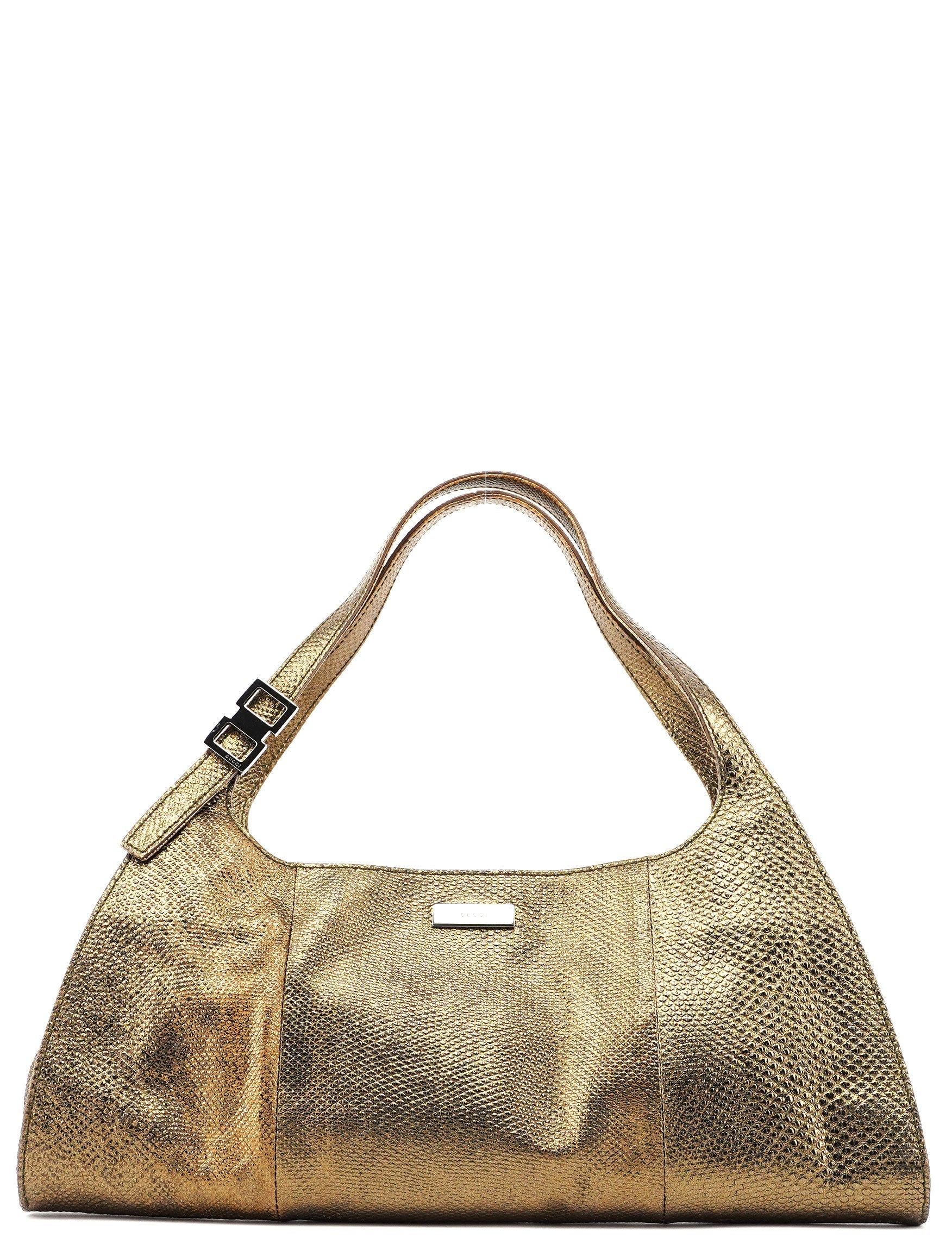 Gold Lizard Embossed Shoulder Bag