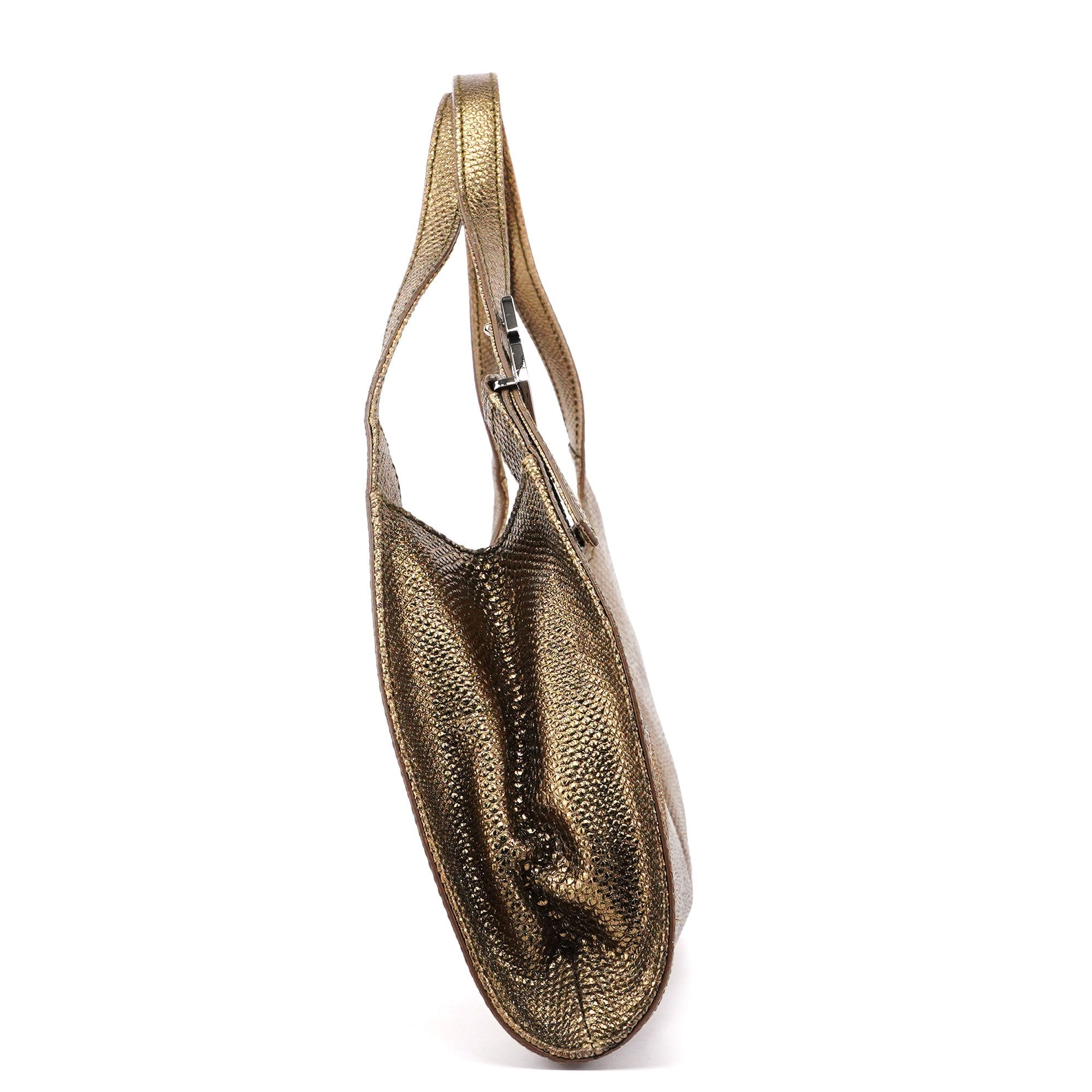 Gold Lizard Embossed Shoulder Bag
