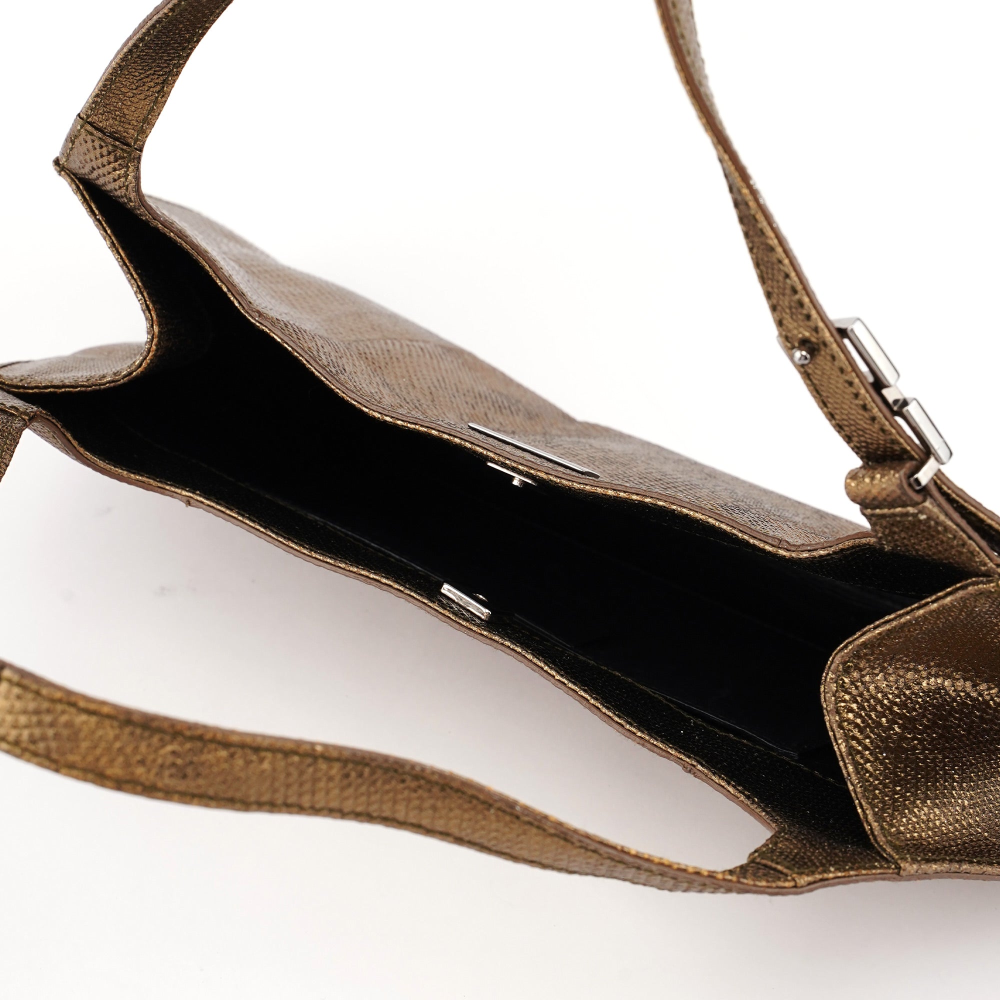 Gold Lizard Embossed Shoulder Bag