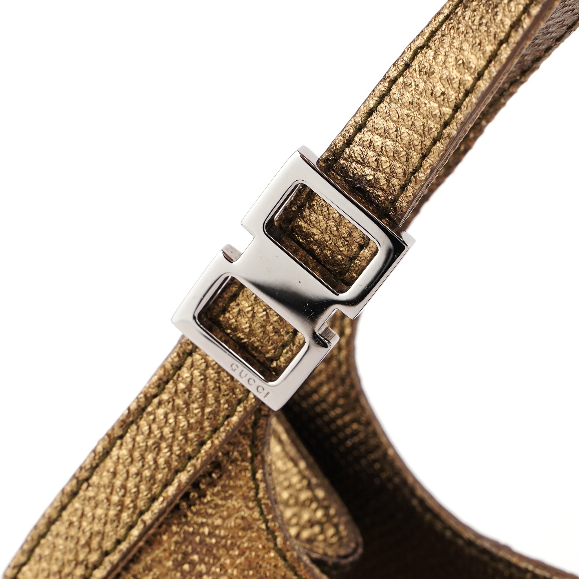 Gold Lizard Embossed Shoulder Bag