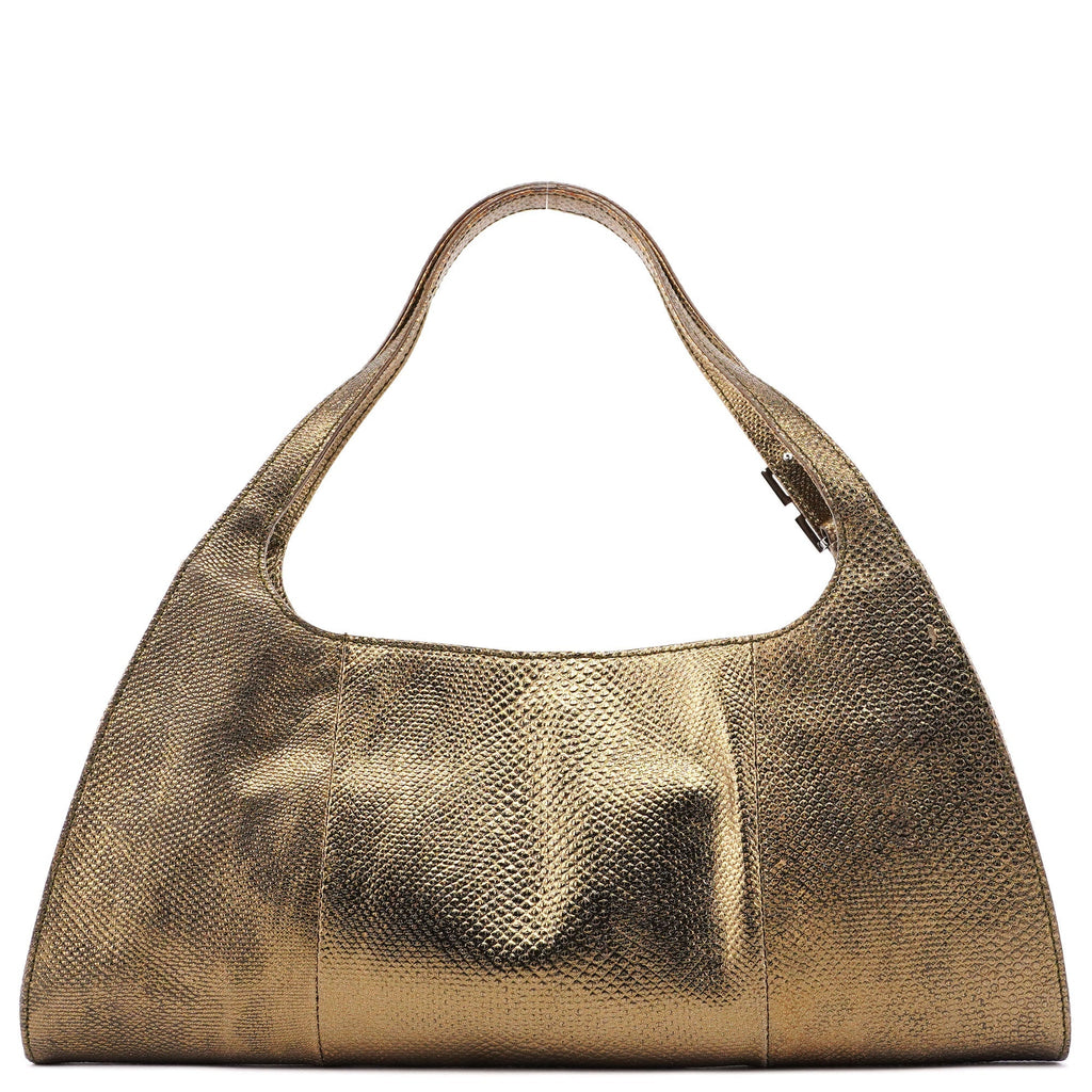 Gold Lizard Embossed Shoulder Bag
