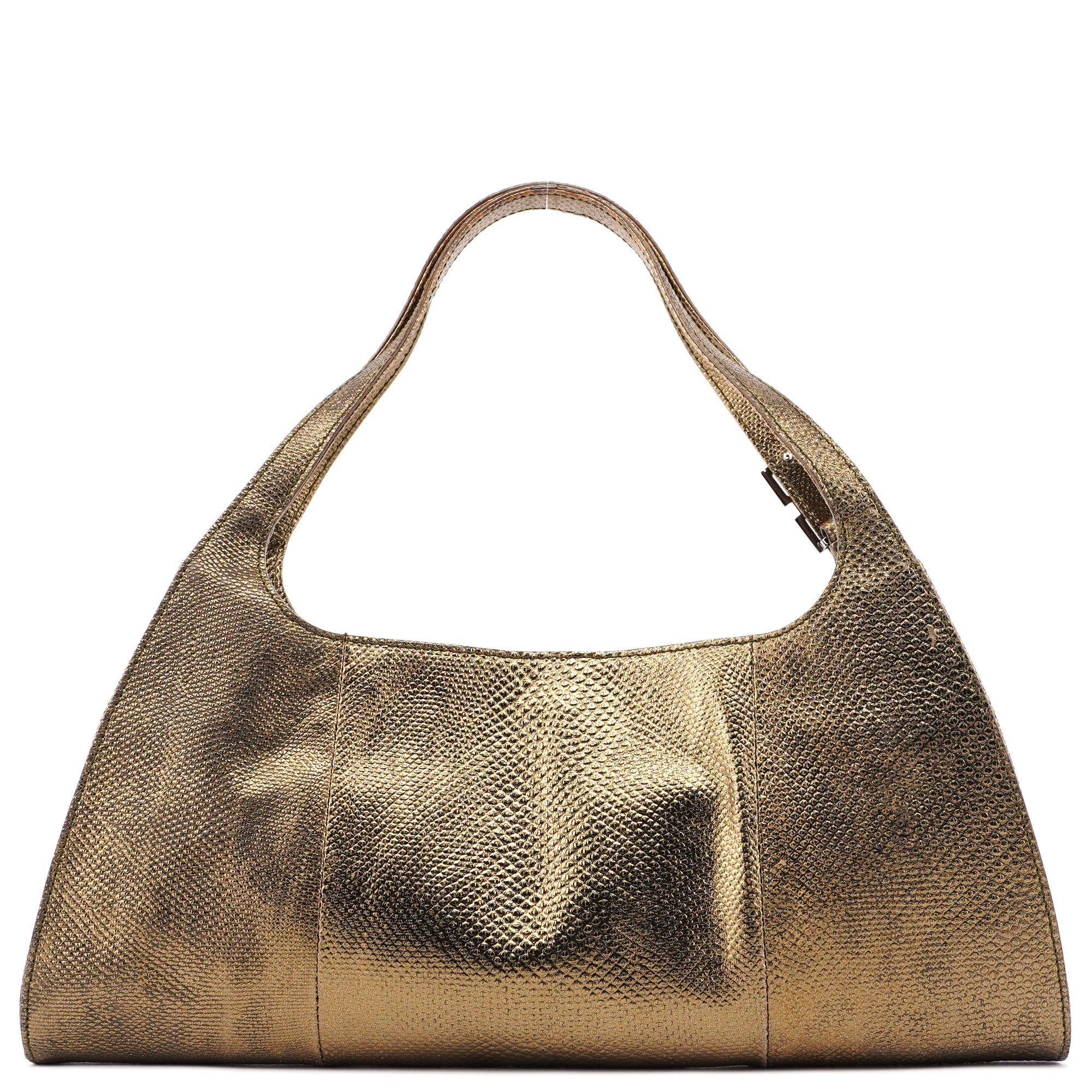 Gold Lizard Embossed Shoulder Bag