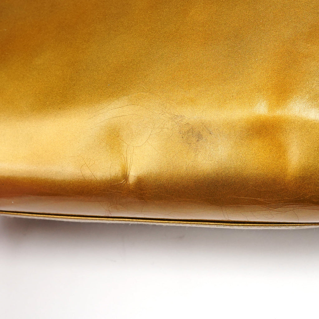 Gold Patent Leather Clutch Shoulder Bag