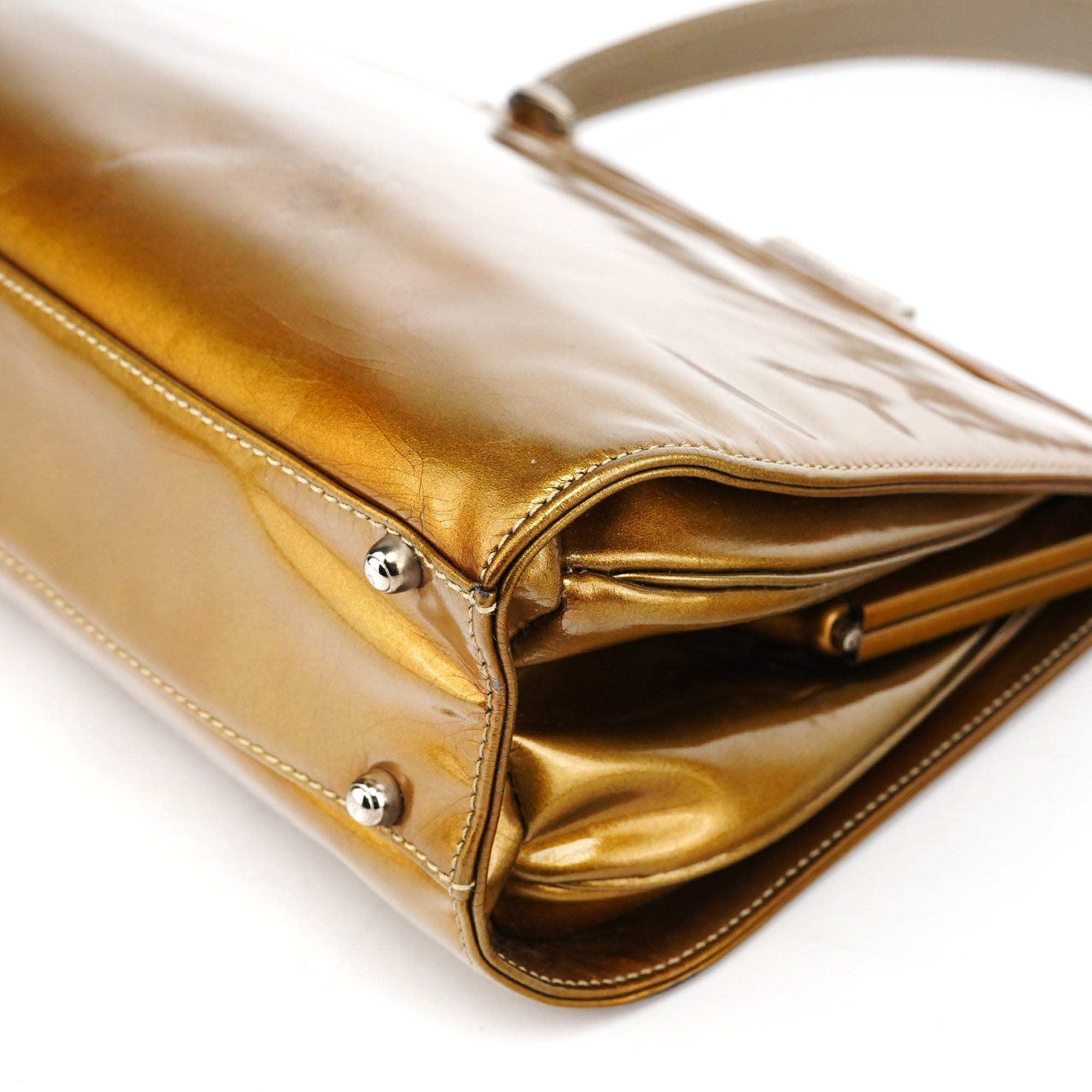 Gold Patent Leather Clutch Shoulder Bag
