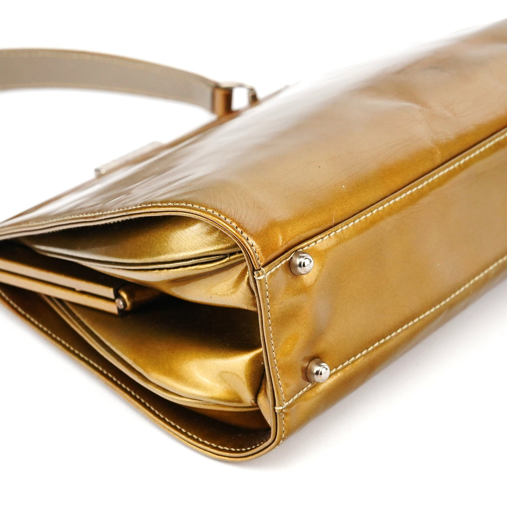 Gold Patent Leather Clutch Shoulder Bag