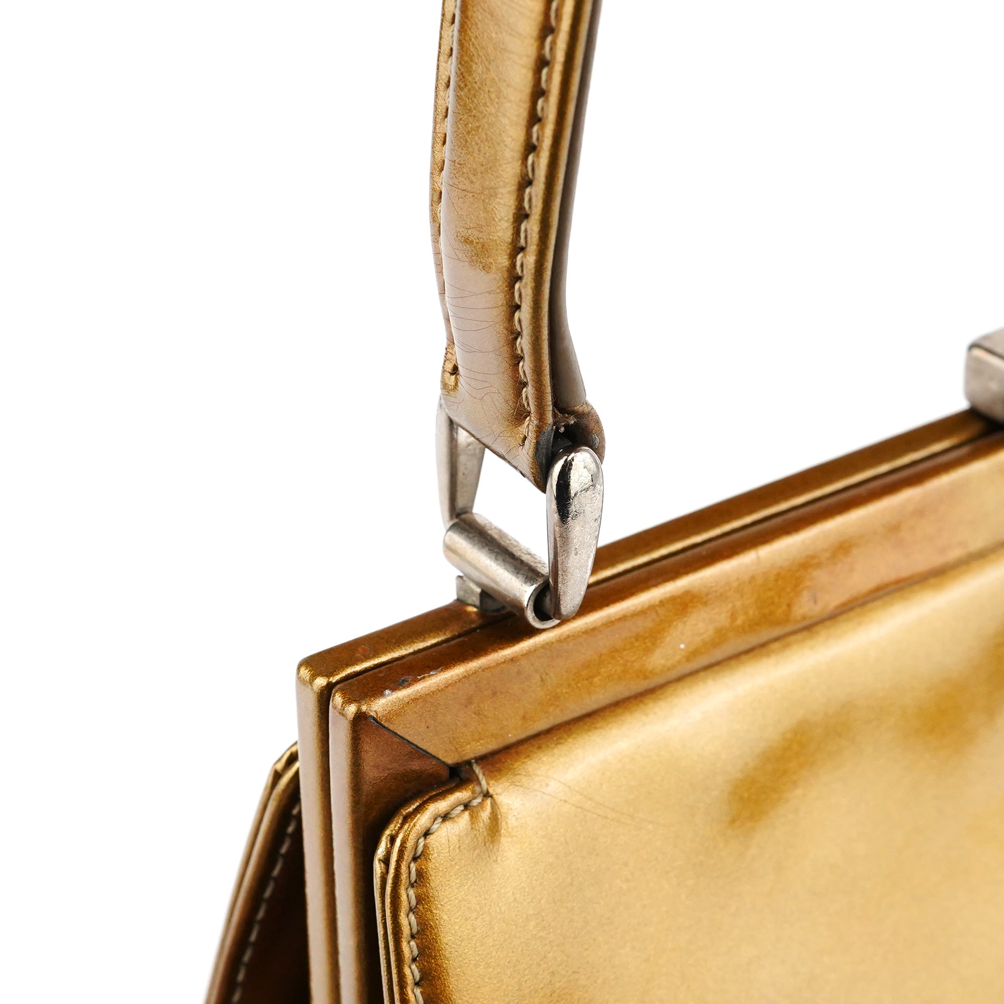 Gold Patent Leather Clutch Shoulder Bag