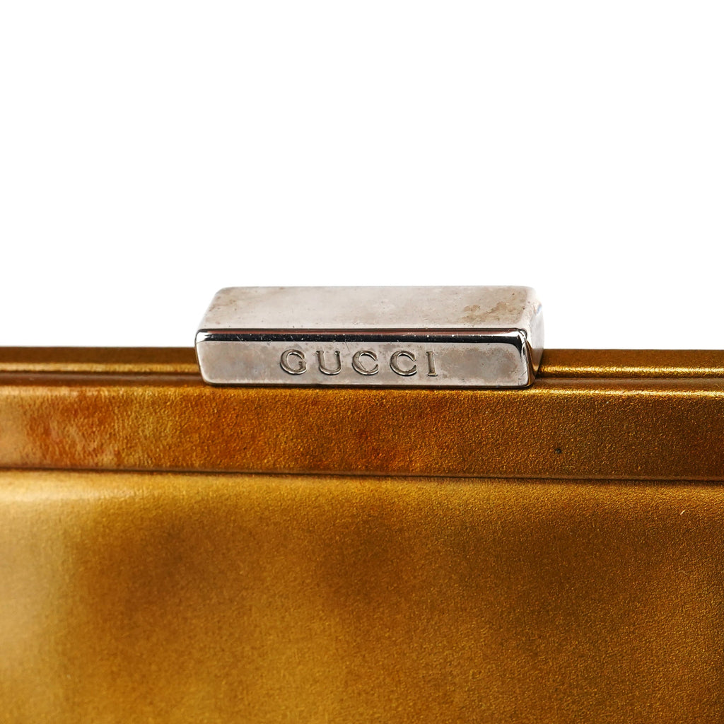 Gold Patent Leather Clutch Shoulder Bag