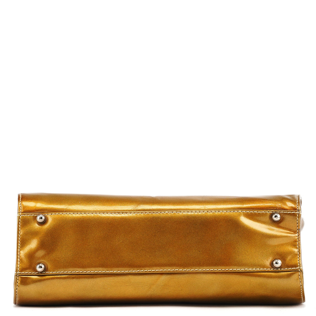 Gold Patent Leather Clutch Shoulder Bag