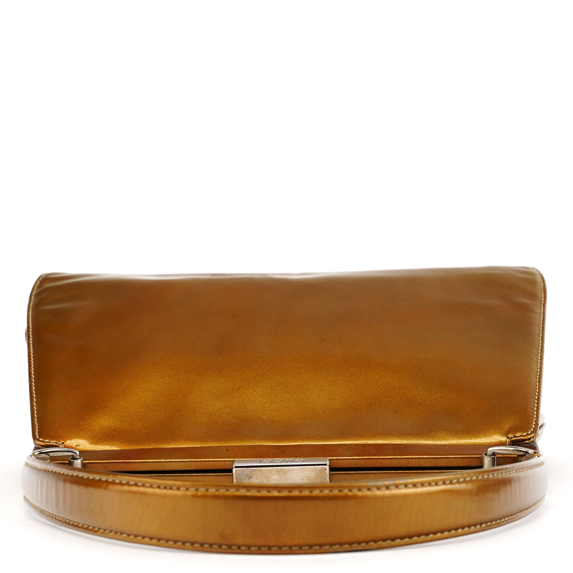 Gold Patent Leather Clutch Shoulder Bag