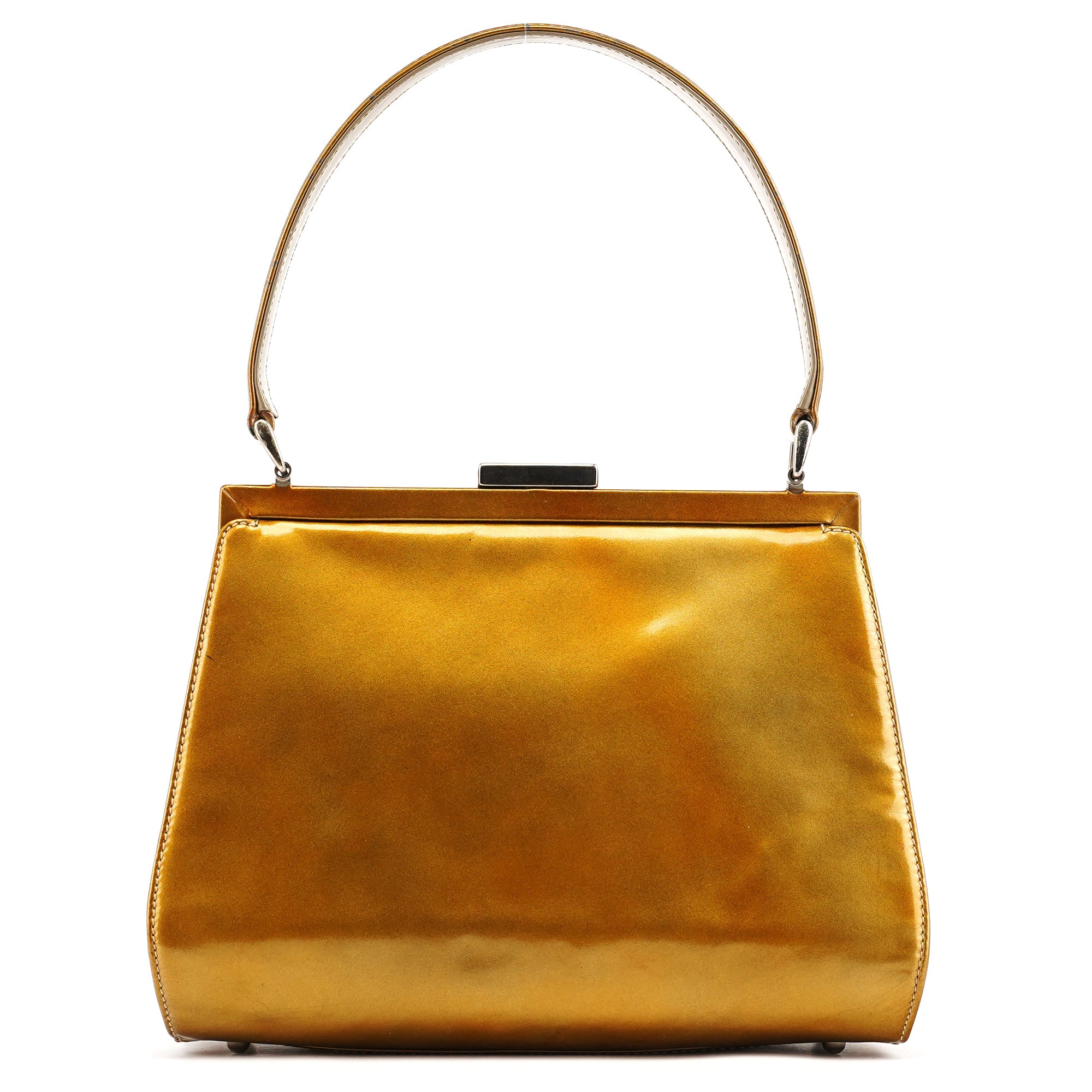 Gold Patent Leather Clutch Shoulder Bag