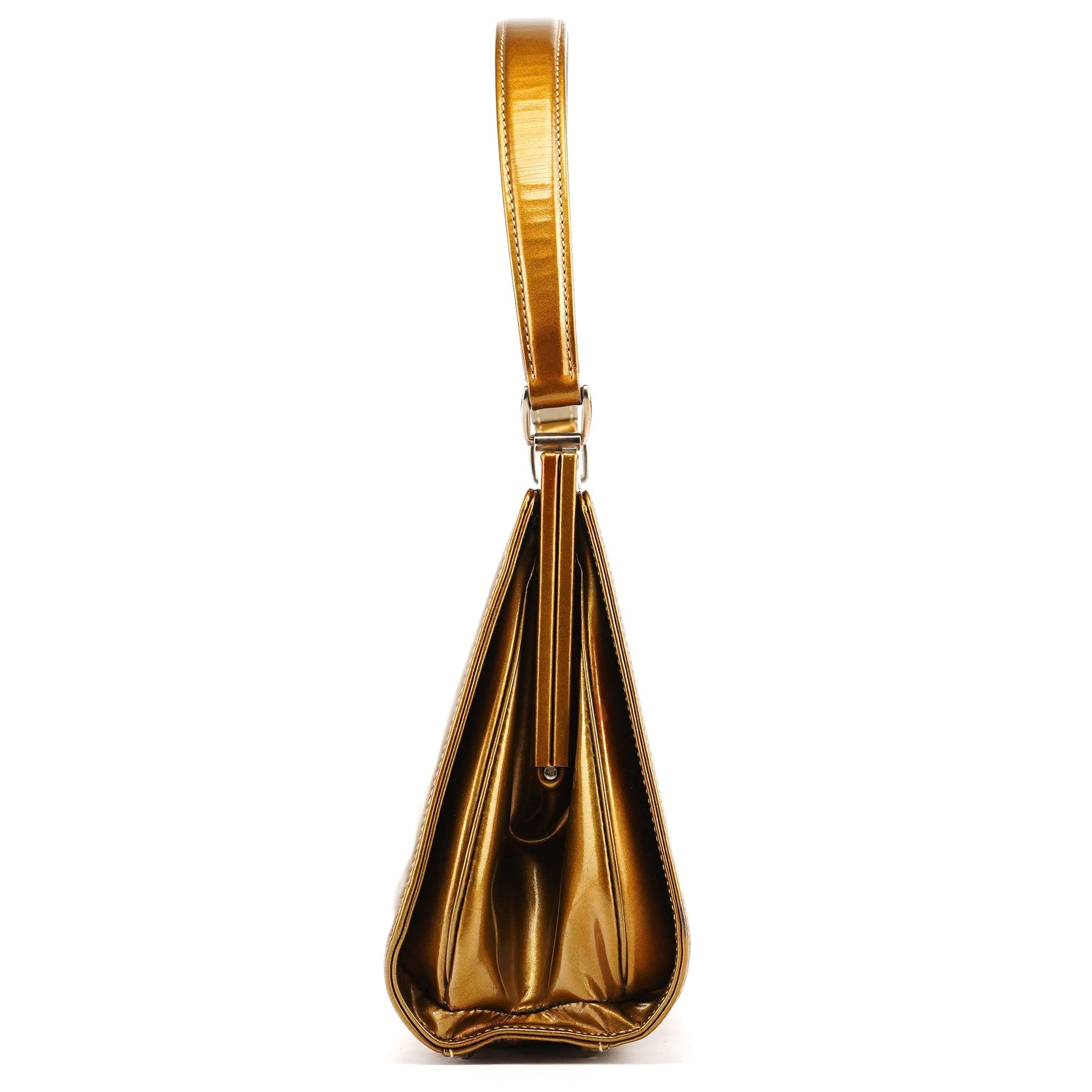 Gold Patent Leather Clutch Shoulder Bag