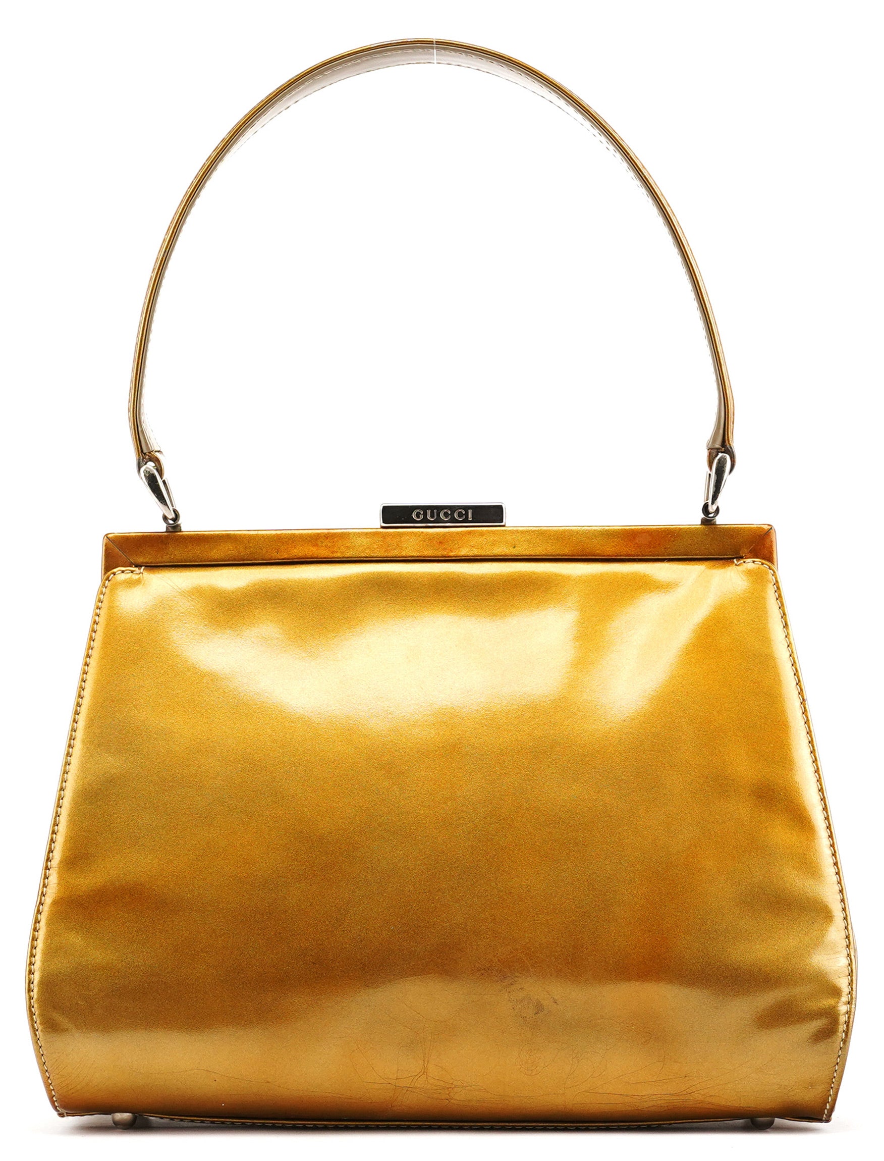 Gold Patent Leather Clutch Shoulder Bag