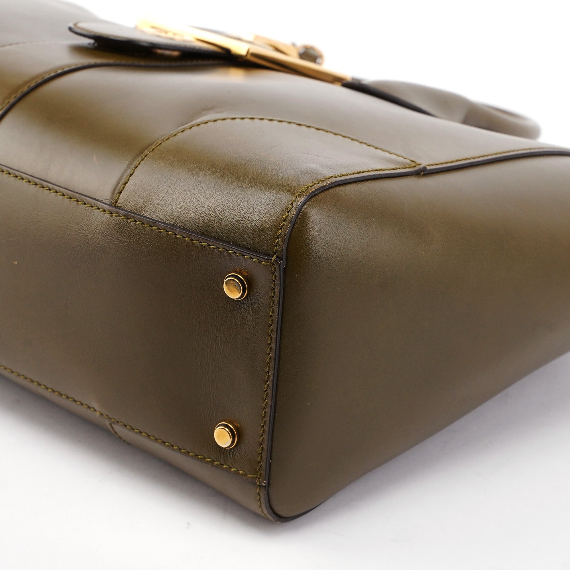 Green Calfskin Belt Tote