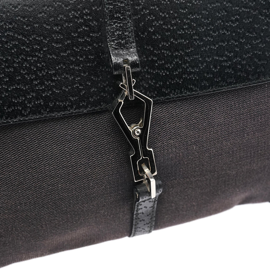 Grey Black Canvas Jackie Bamboo Shoulder Bag