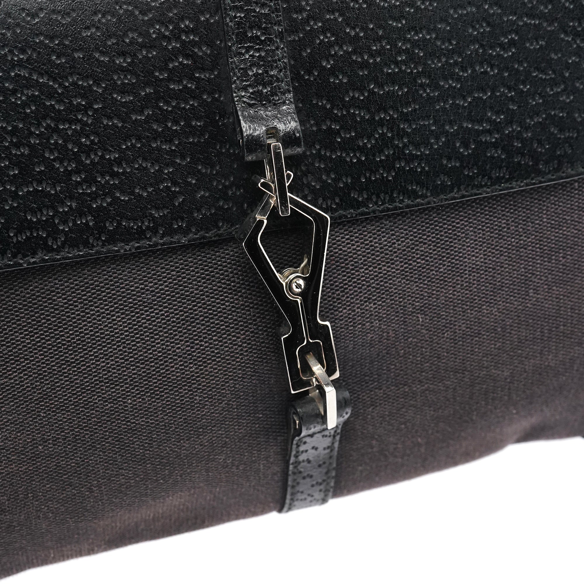 Grey Black Canvas Jackie Bamboo Shoulder Bag