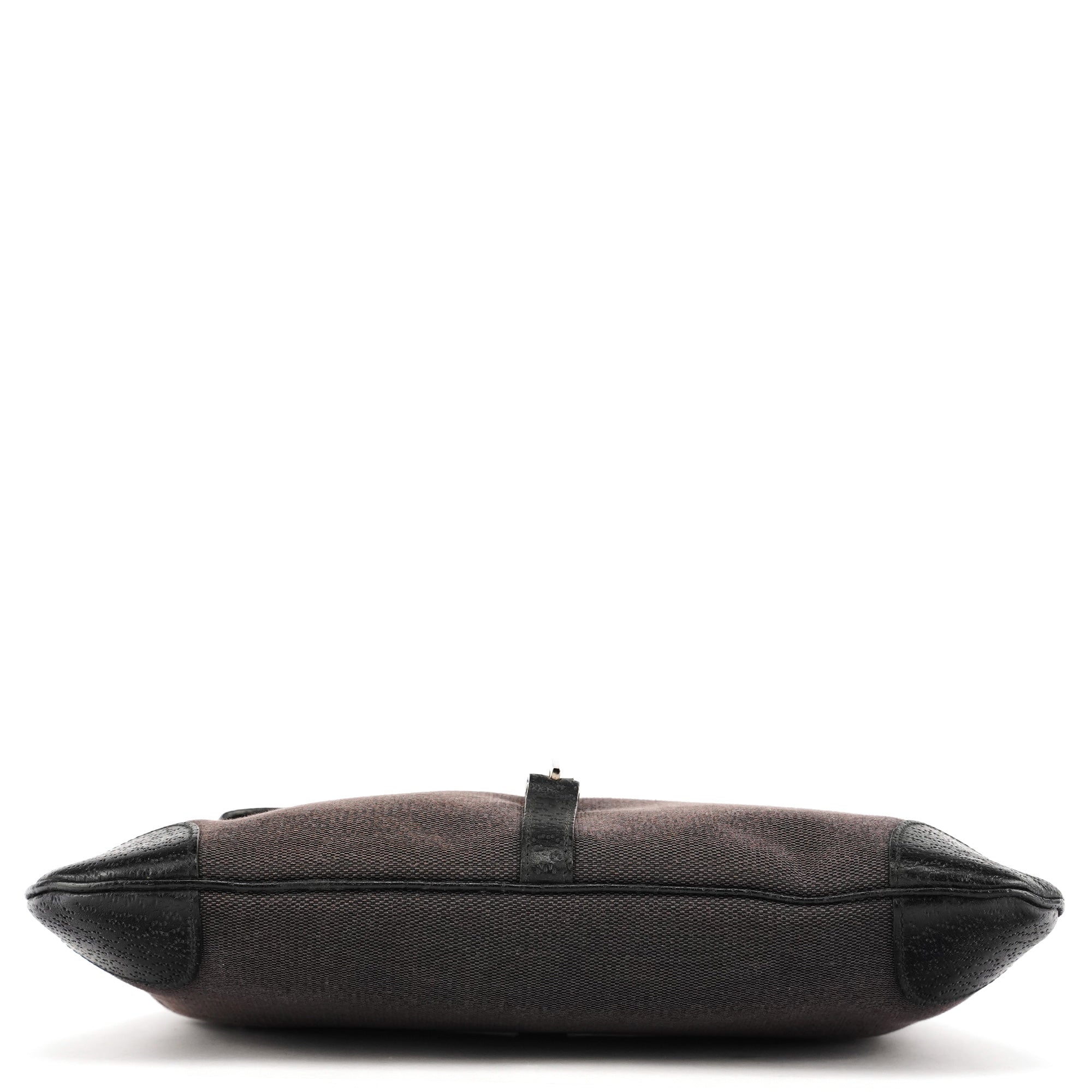 Grey Black Canvas Jackie Bamboo Shoulder Bag