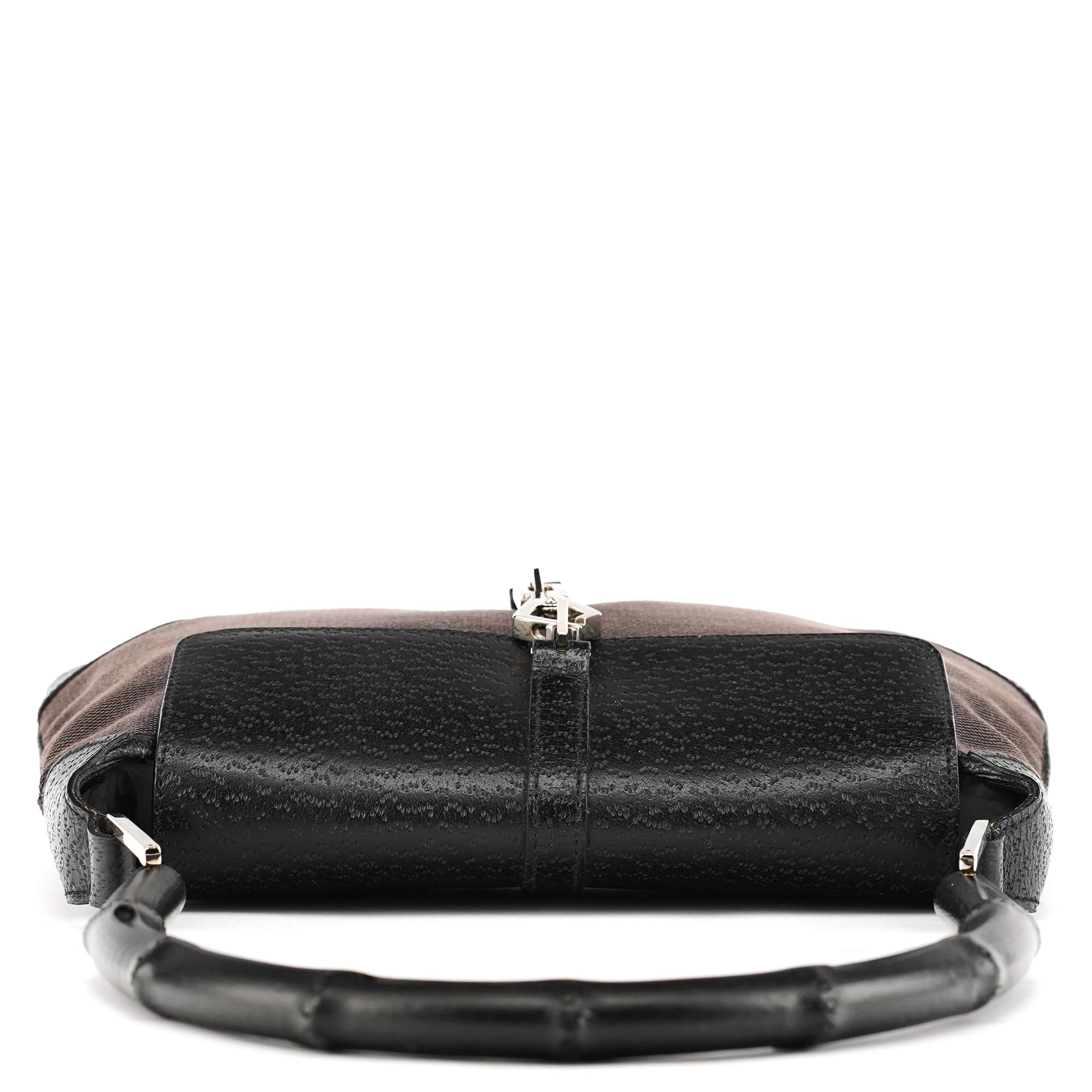 Grey Black Canvas Jackie Bamboo Shoulder Bag