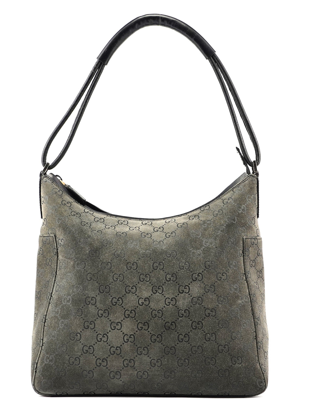 Grey Suede GG Hobo Shoulder Bag