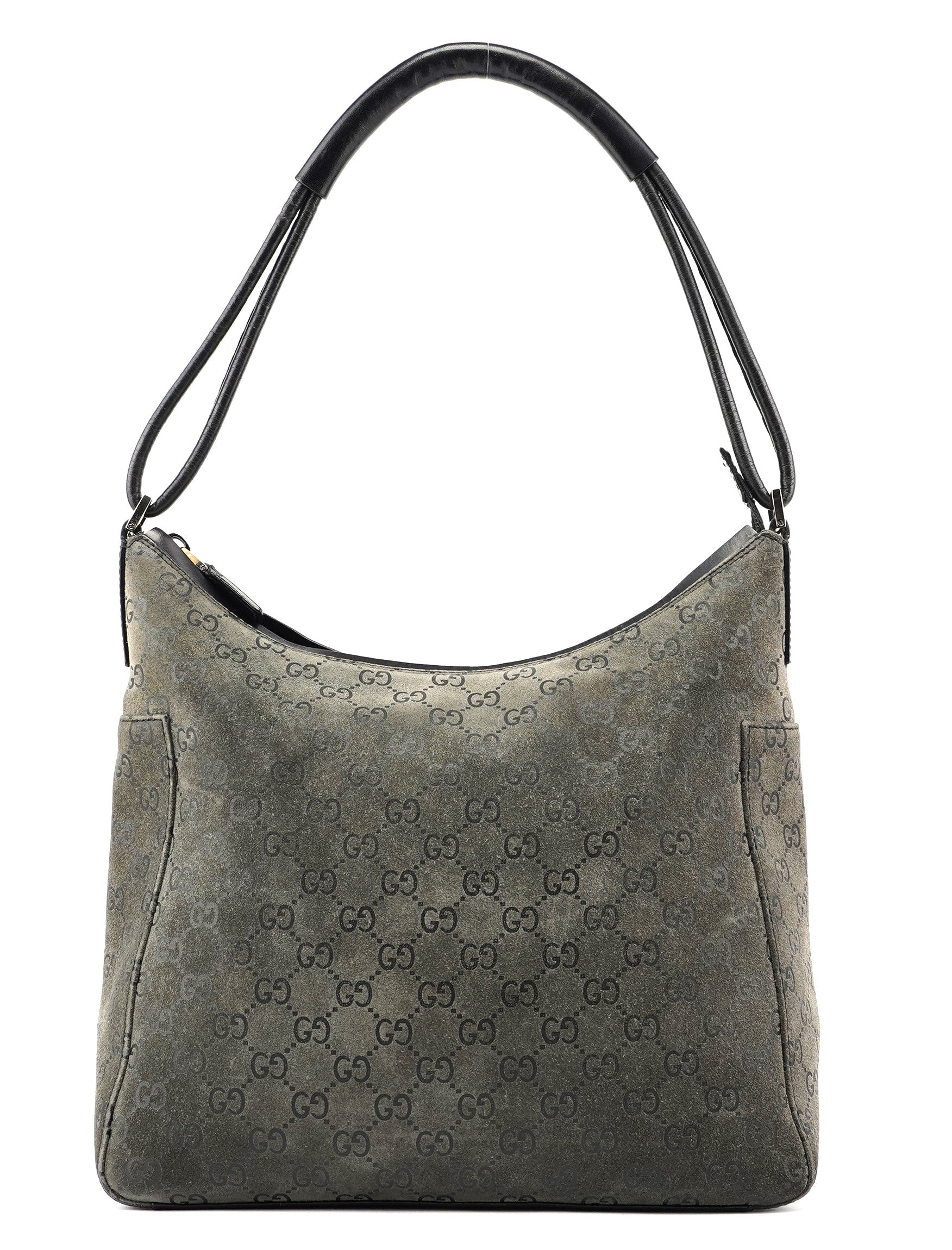 Grey Suede GG Hobo Shoulder Bag