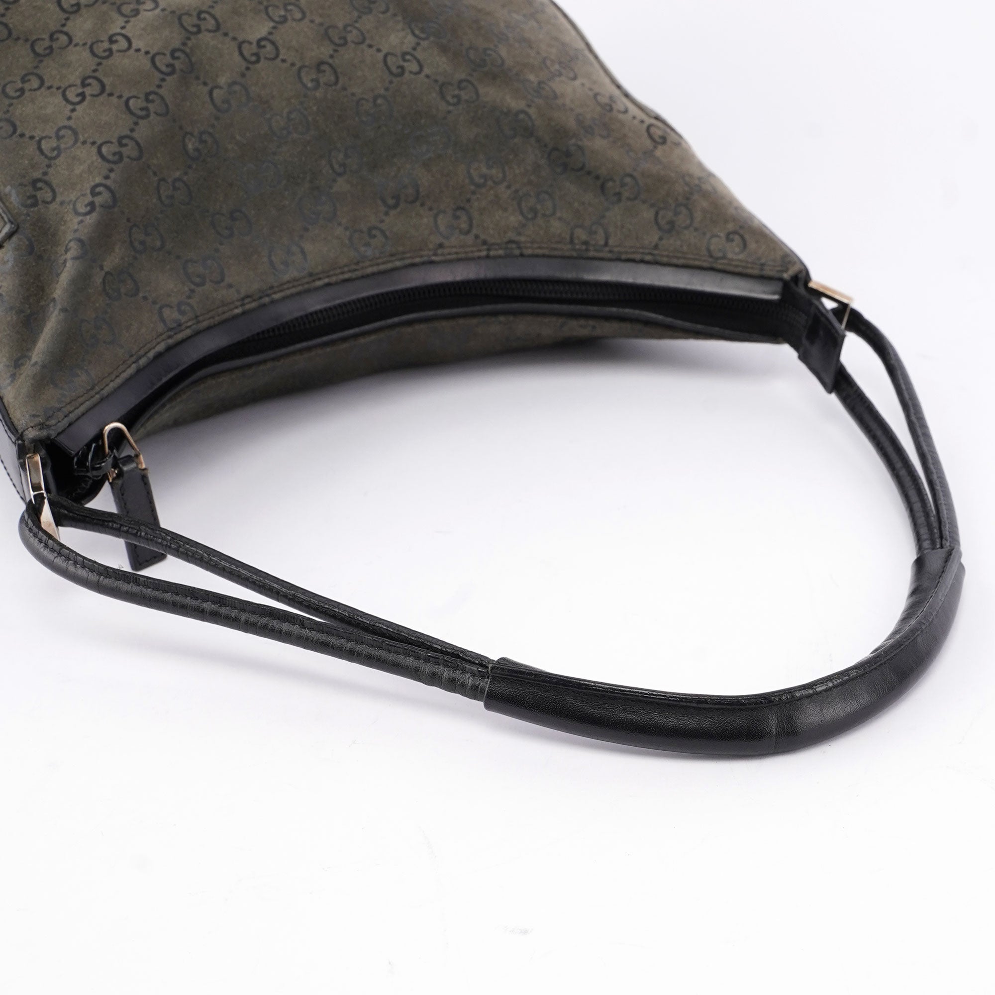 Grey Suede GG Hobo Shoulder Bag