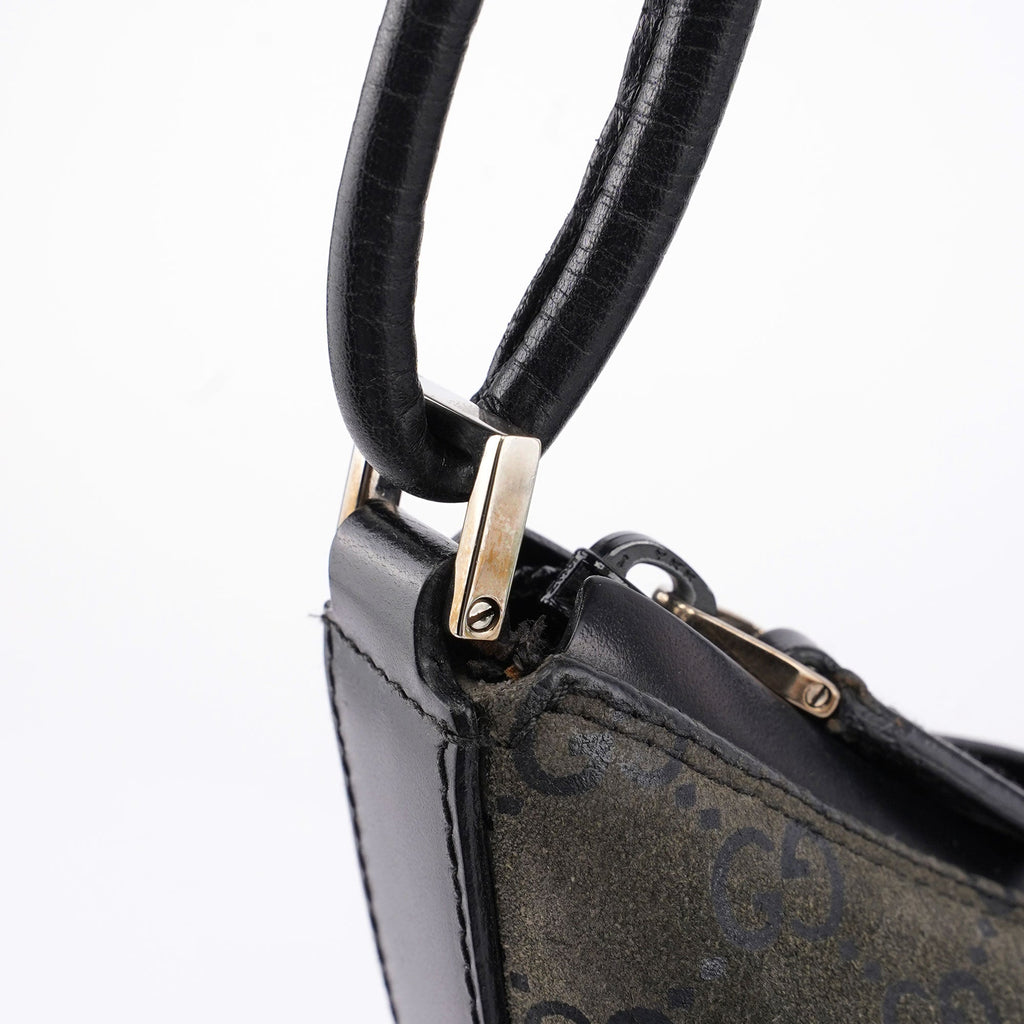 Grey Suede GG Hobo Shoulder Bag