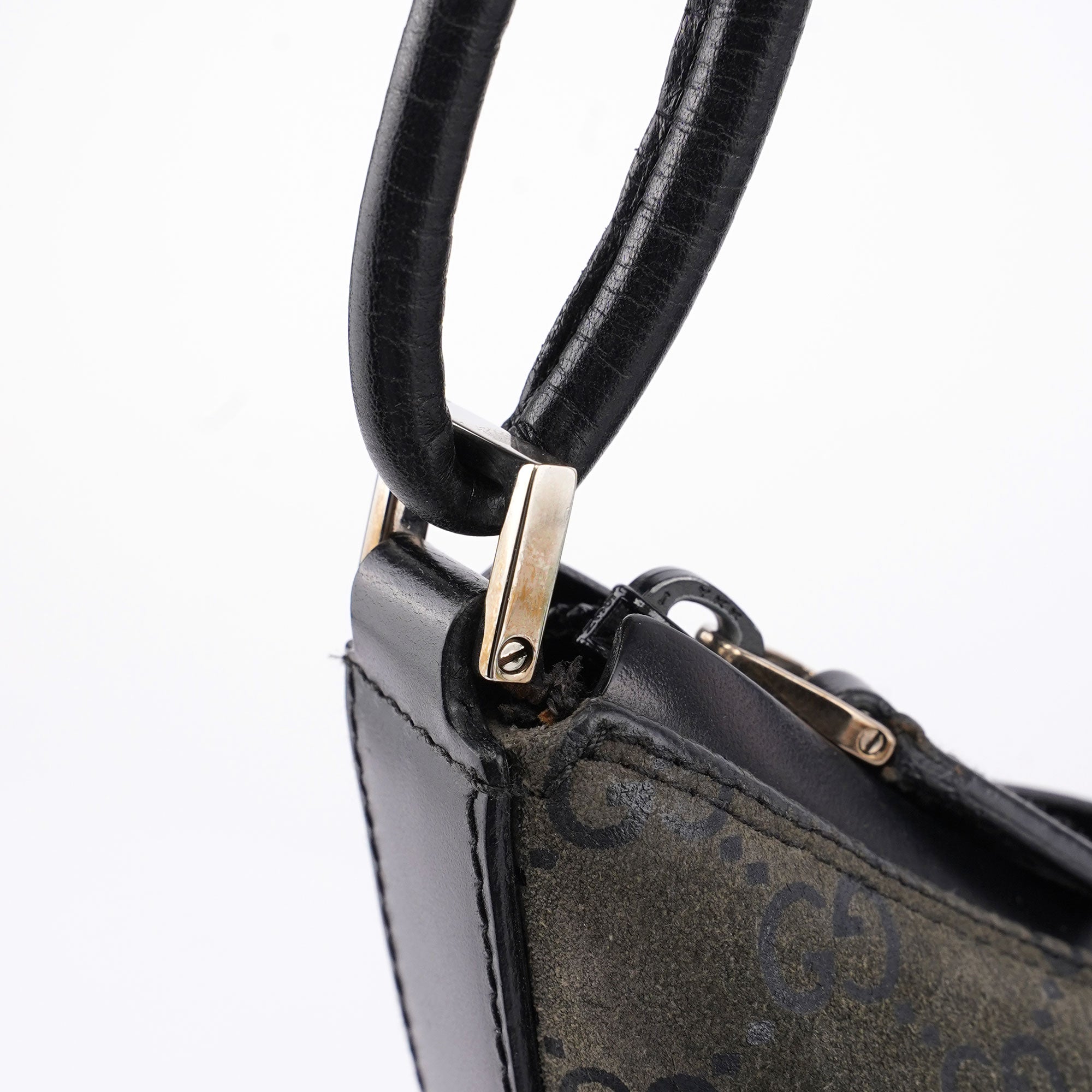 Grey Suede GG Hobo Shoulder Bag