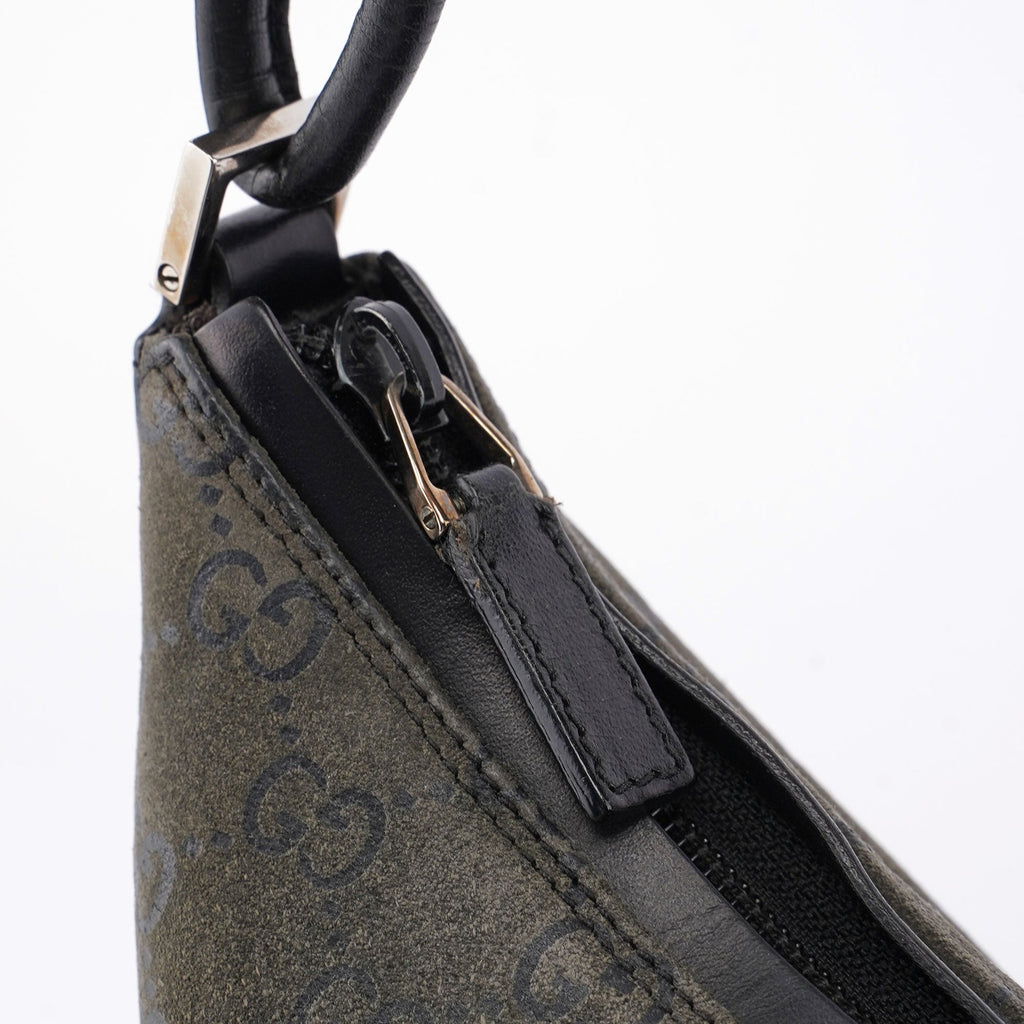 Grey Suede GG Hobo Shoulder Bag