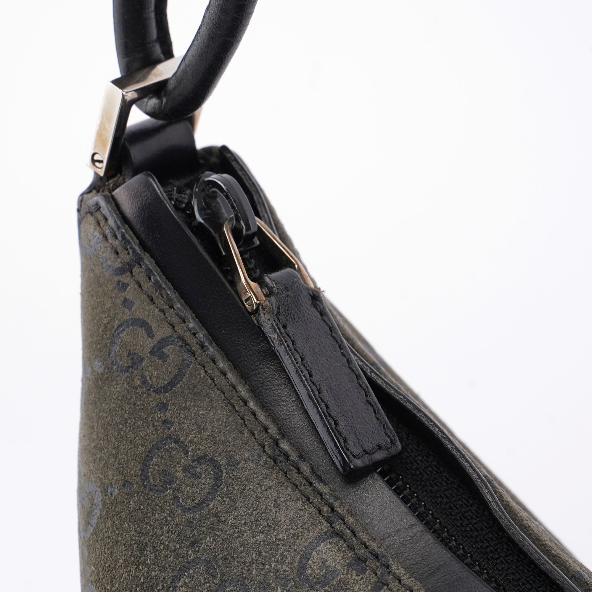 Grey Suede GG Hobo Shoulder Bag
