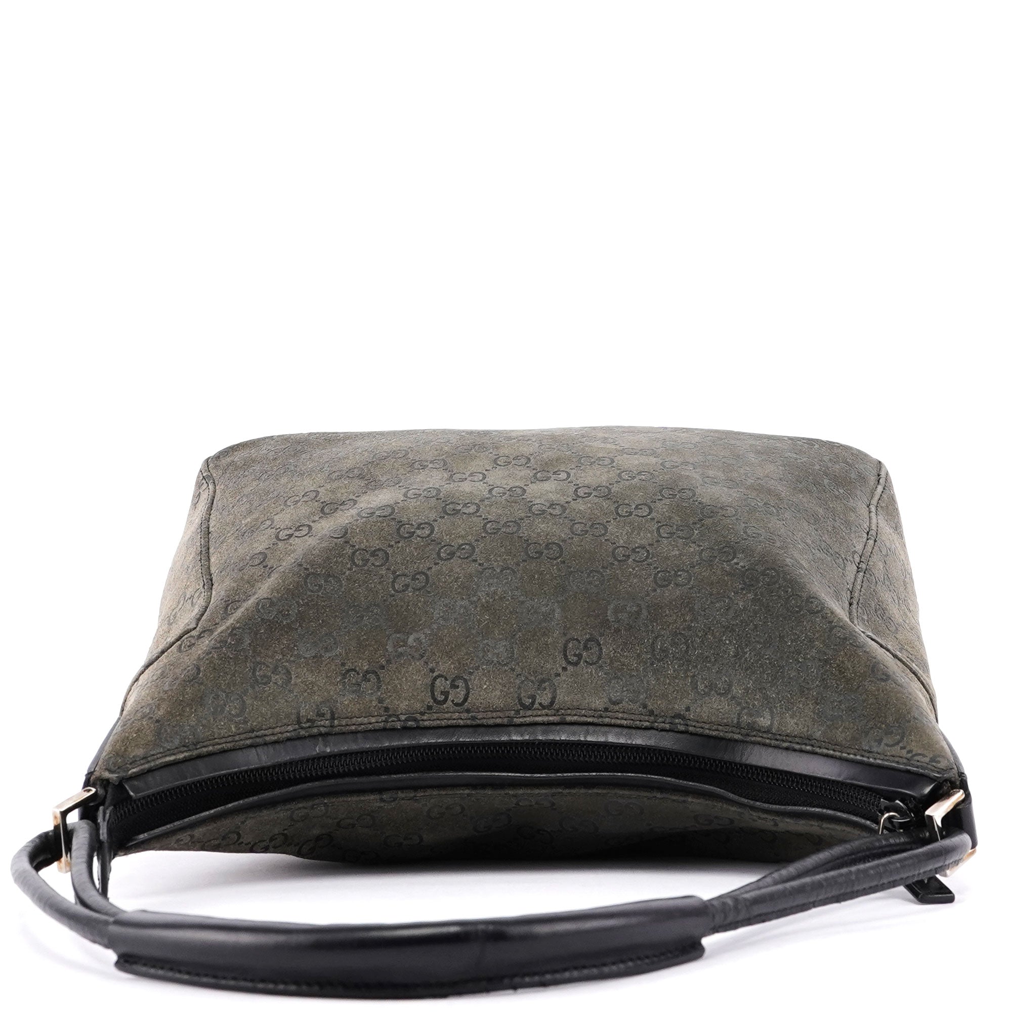 Grey Suede GG Hobo Shoulder Bag