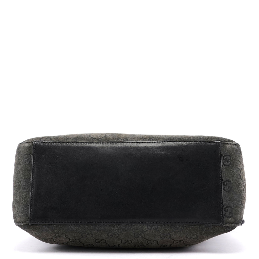 Grey Suede GG Hobo Shoulder Bag