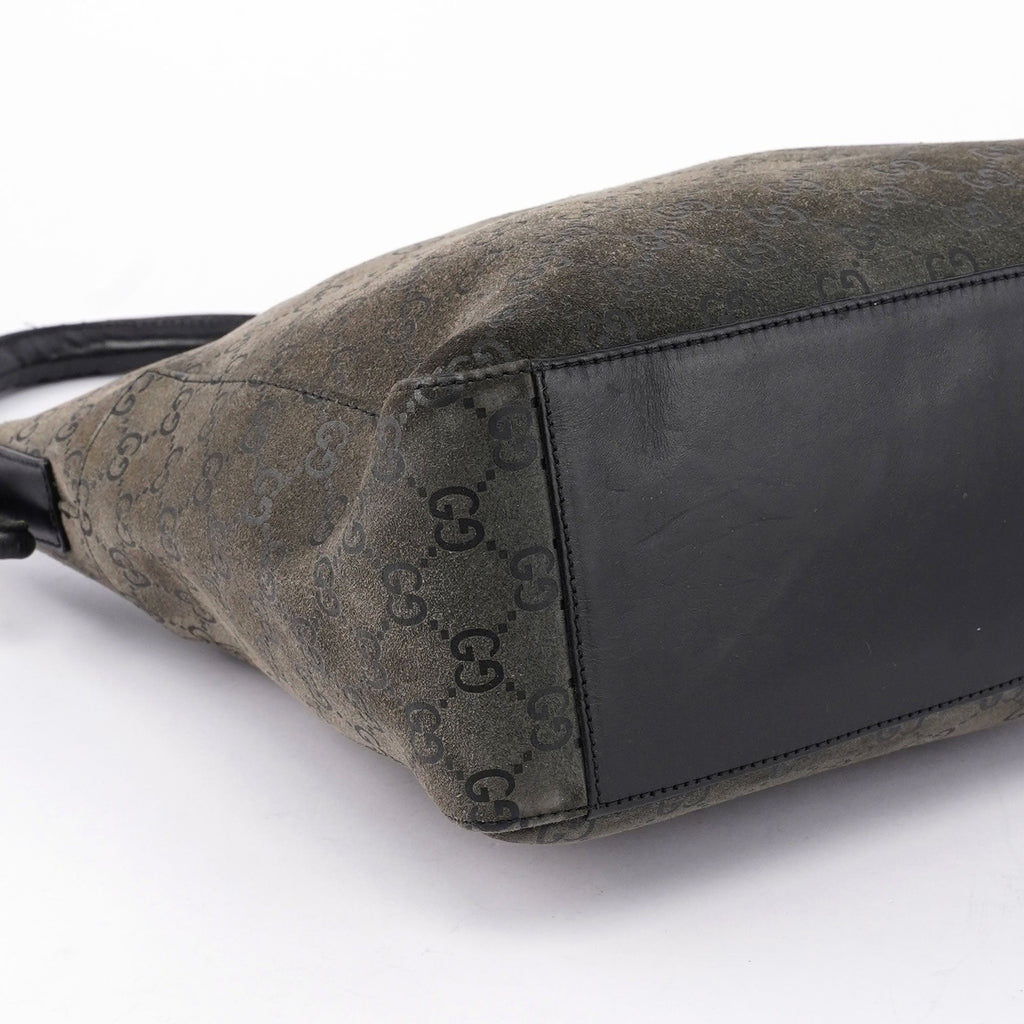 Grey Suede GG Hobo Shoulder Bag