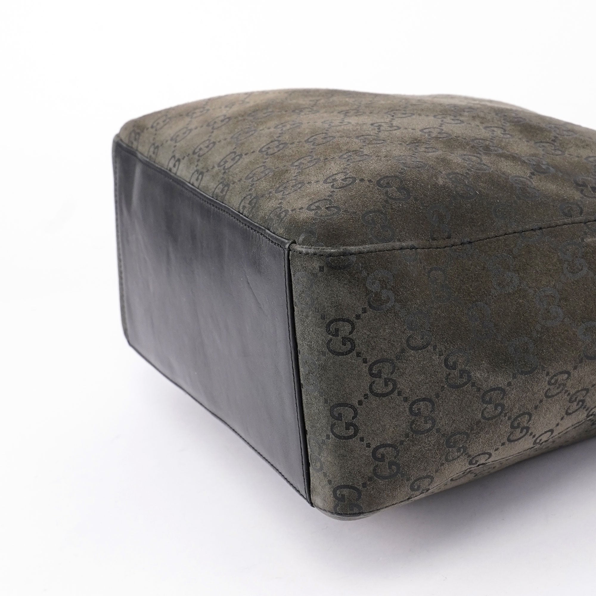 Grey Suede GG Hobo Shoulder Bag