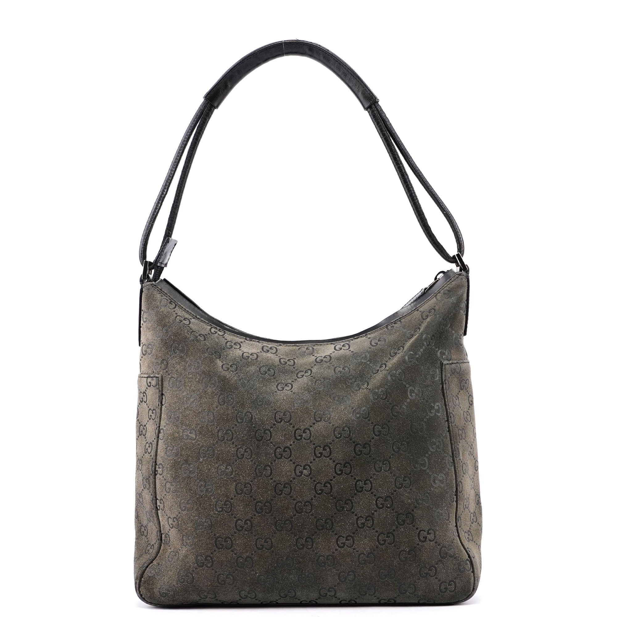 Grey Suede GG Hobo Shoulder Bag