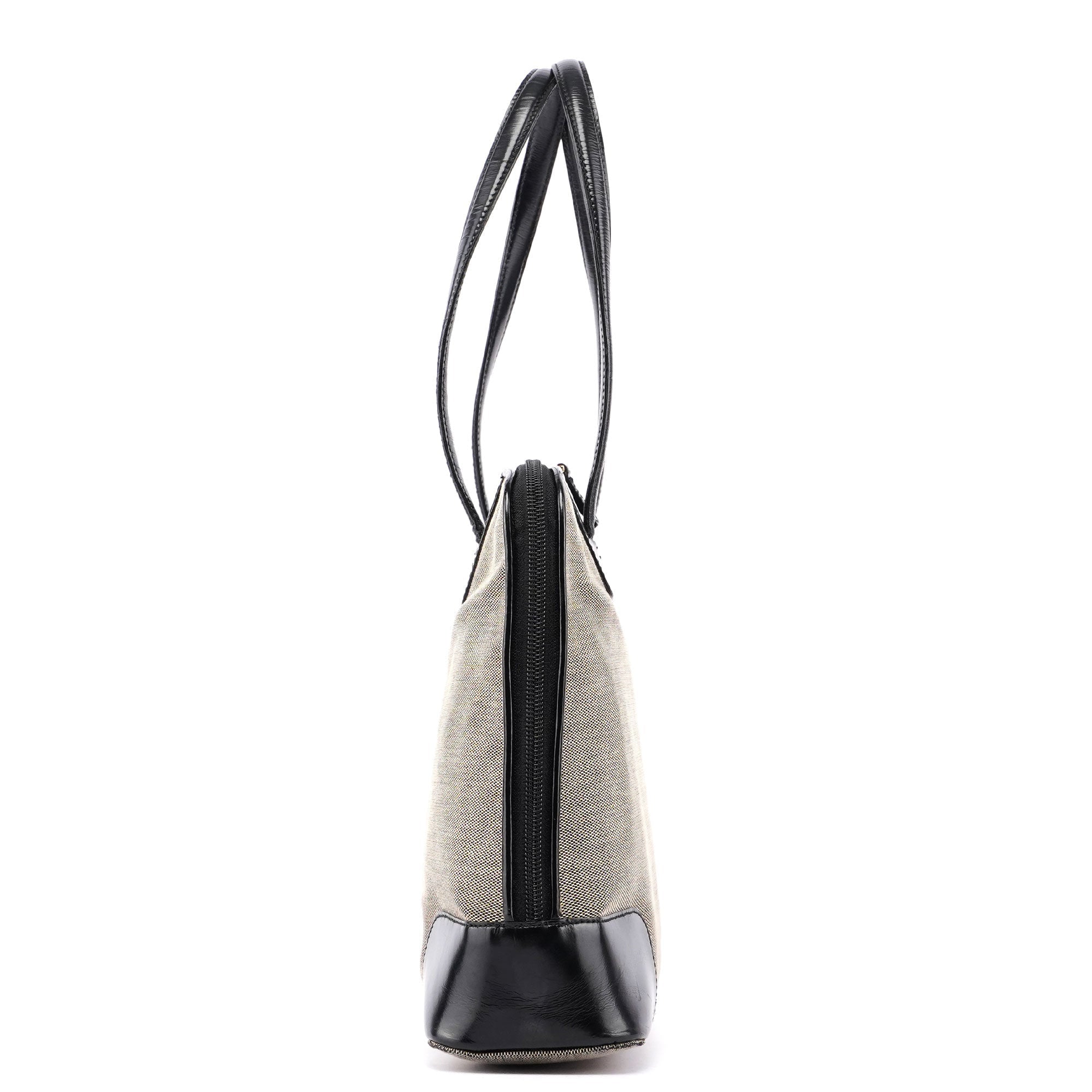Gucci Beige Canvas Black Spazz Trim Tote