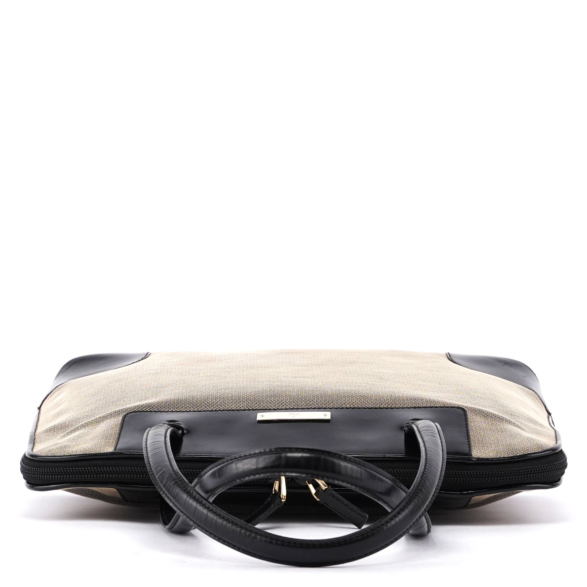 Gucci Beige Canvas Black Spazz Trim Tote