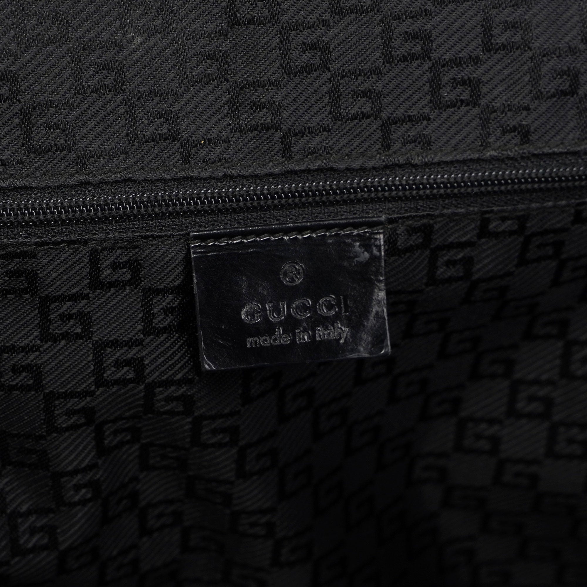 Gucci Beige Canvas Black Spazz Trim Tote