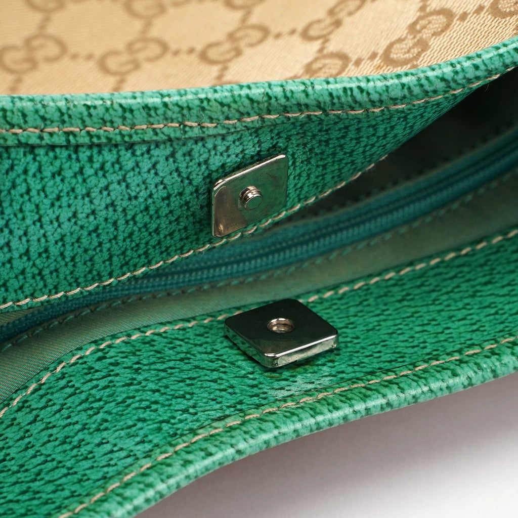Gucci Beige Turquoise GG Tote Bag