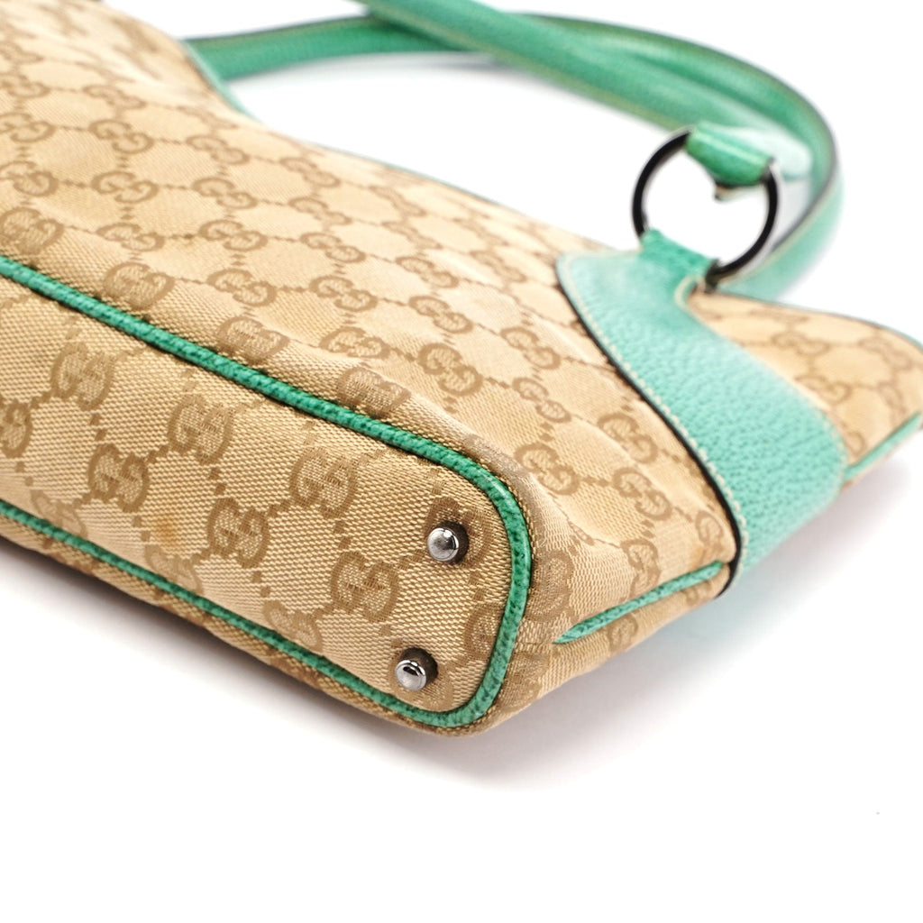 Gucci Beige Turquoise GG Tote Bag