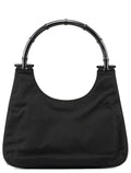 Gucci Black Canvas Bamboo Shoulder Bag