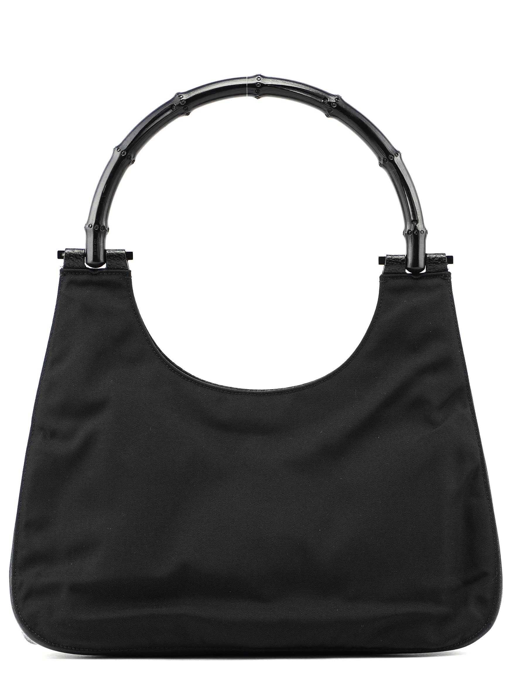 Gucci Black Canvas Bamboo Shoulder Bag