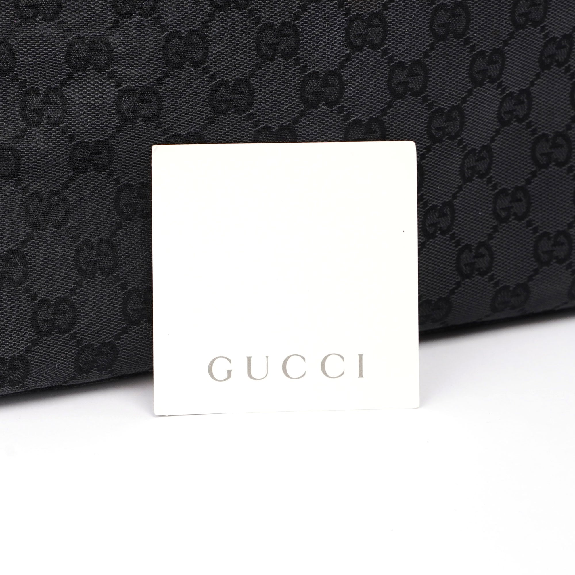 Gucci Black Canvas GG Bamboo Tote