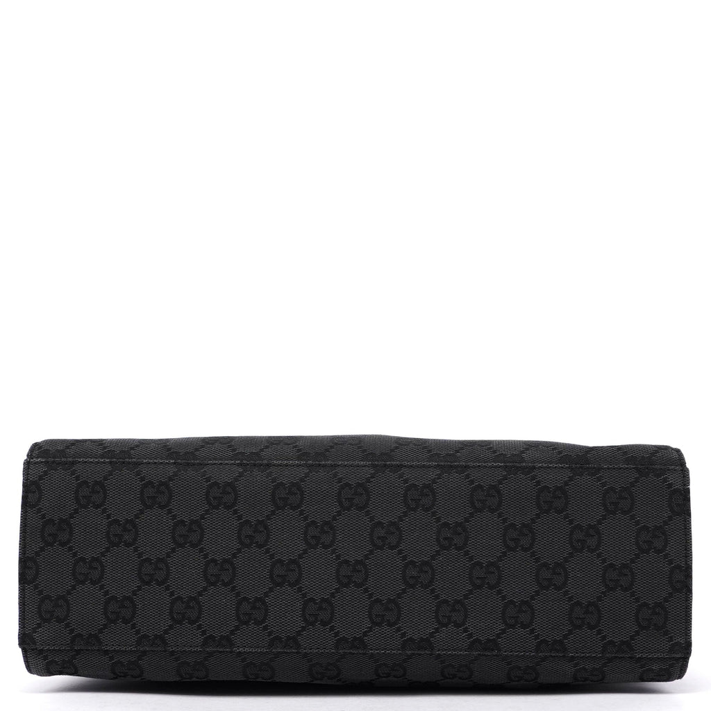 Gucci Black Canvas GG Bamboo Tote