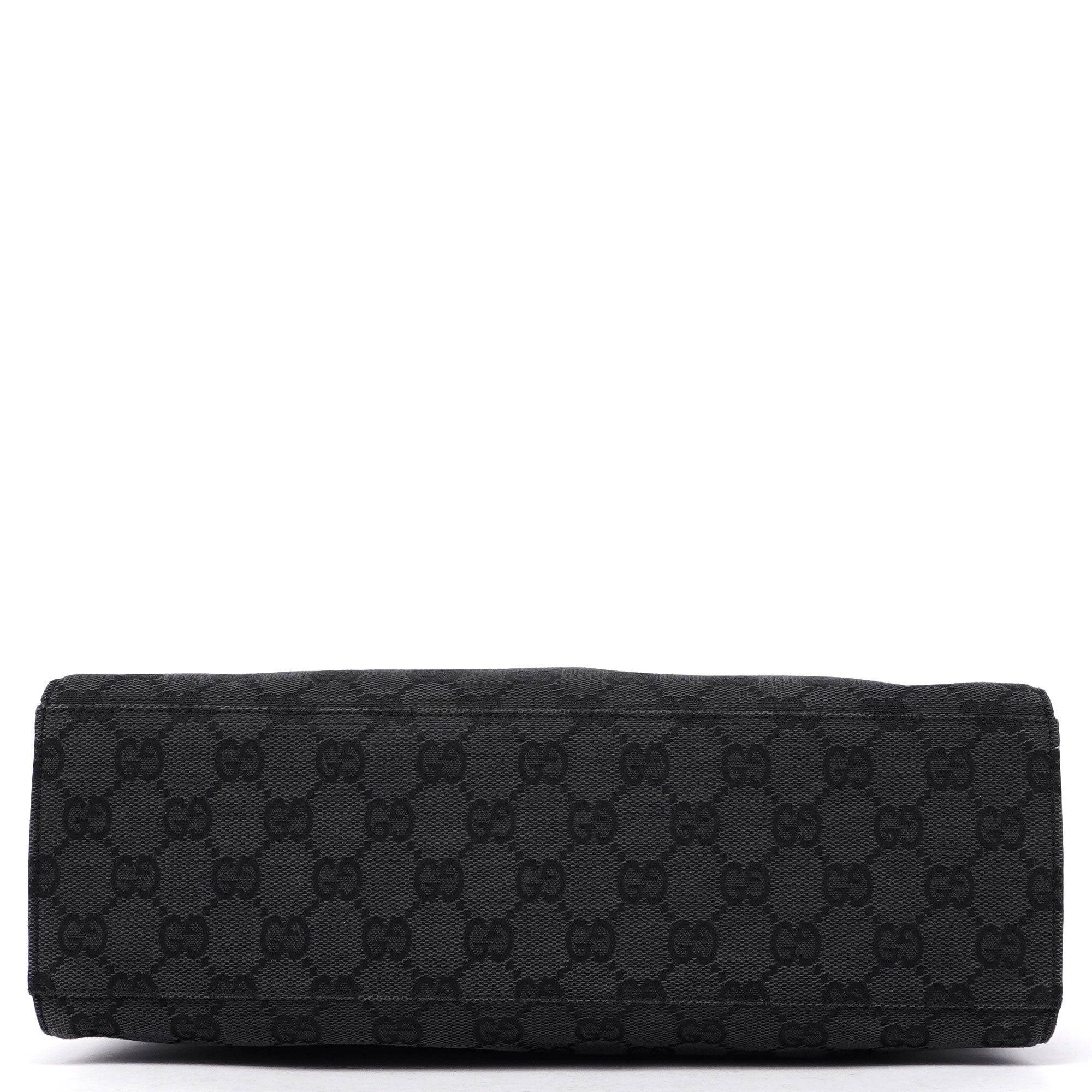 Gucci Black Canvas GG Bamboo Tote